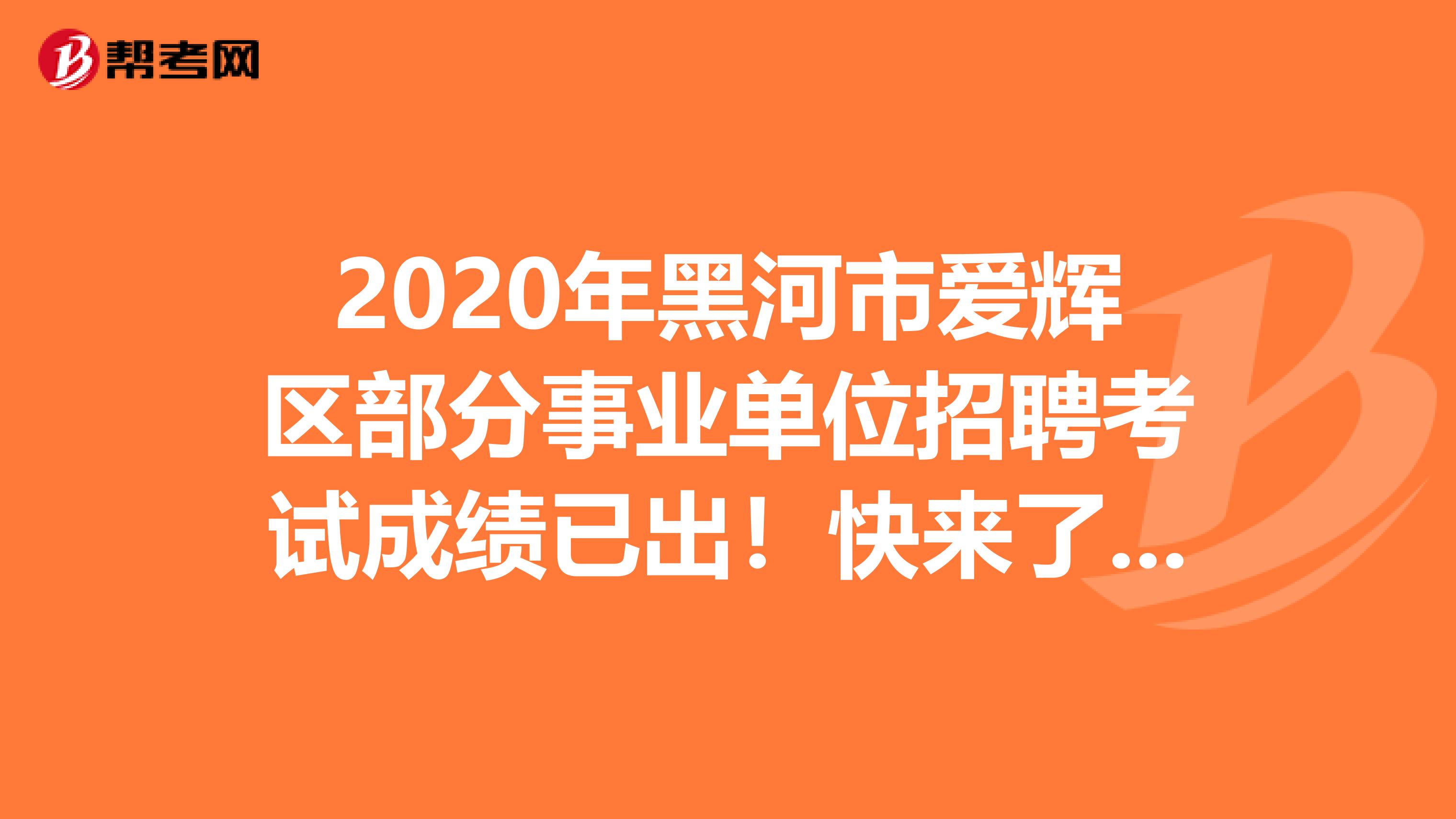 2020年黑河市爱辉区部分事业单位招聘考试成绩已出！快来了解一下！