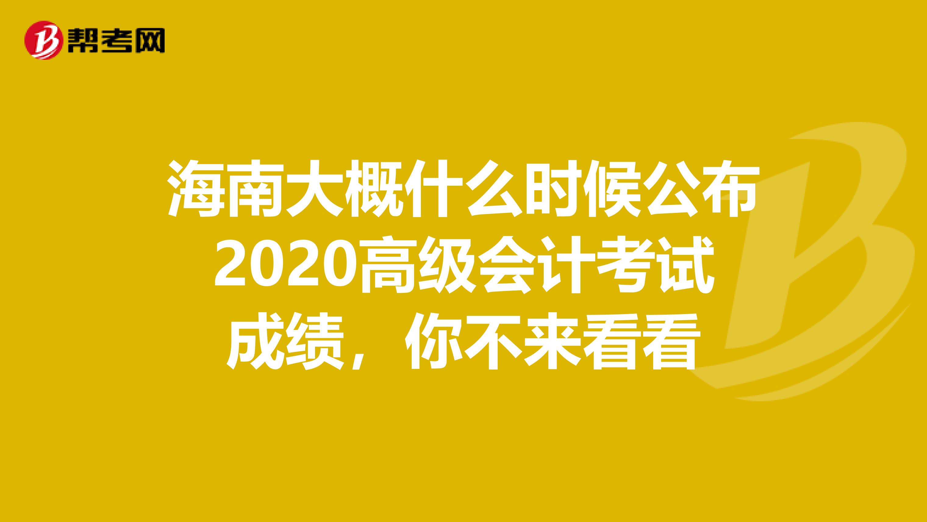 海南大概什么时候公布2020高级会计考试成绩，你不来看看