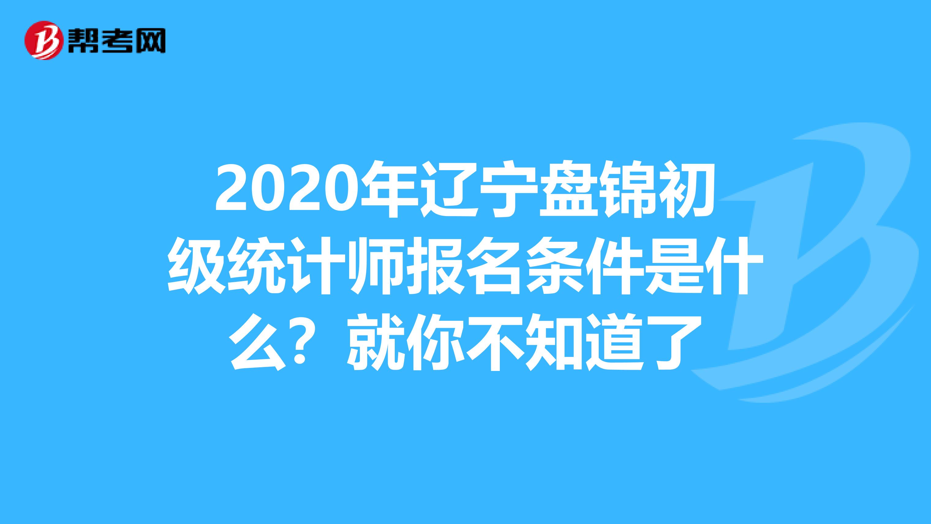 2020年辽宁盘锦初级统计师报名条件是什么？就你不知道了