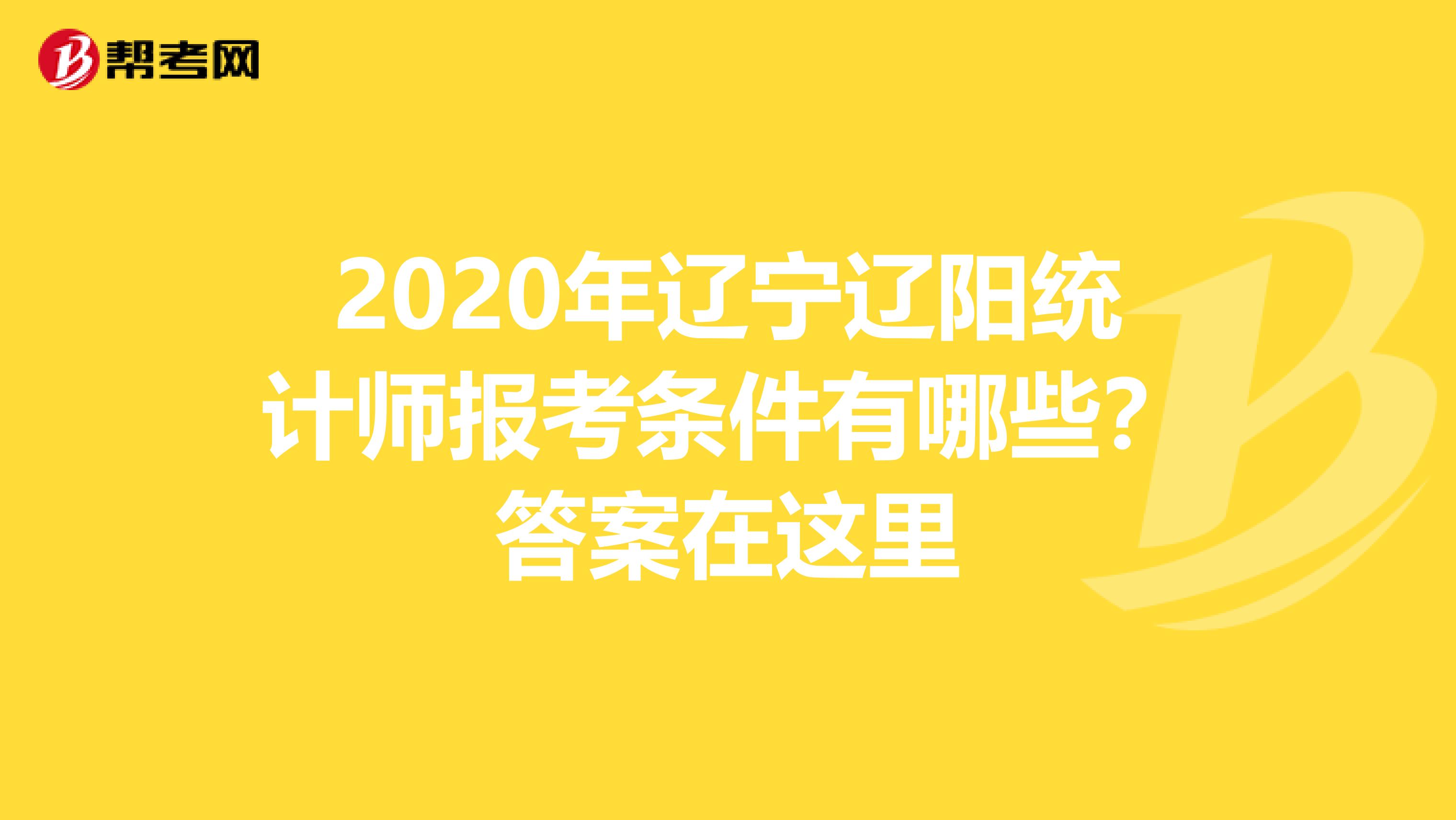 2020年辽宁辽阳统计师报考条件有哪些？答案在这里