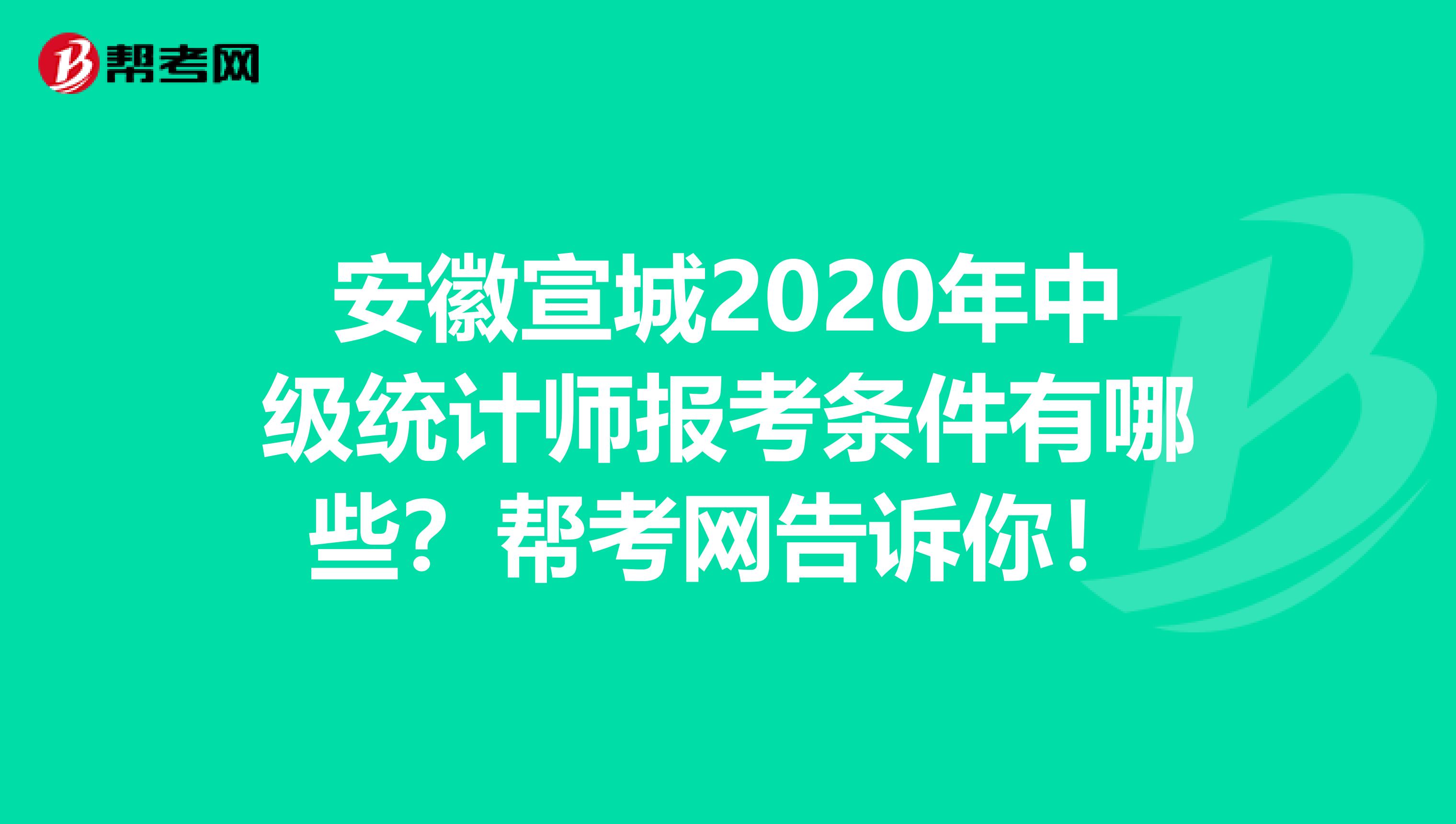 安徽宣城2020年中级统计师报考条件有哪些？帮考网告诉你！