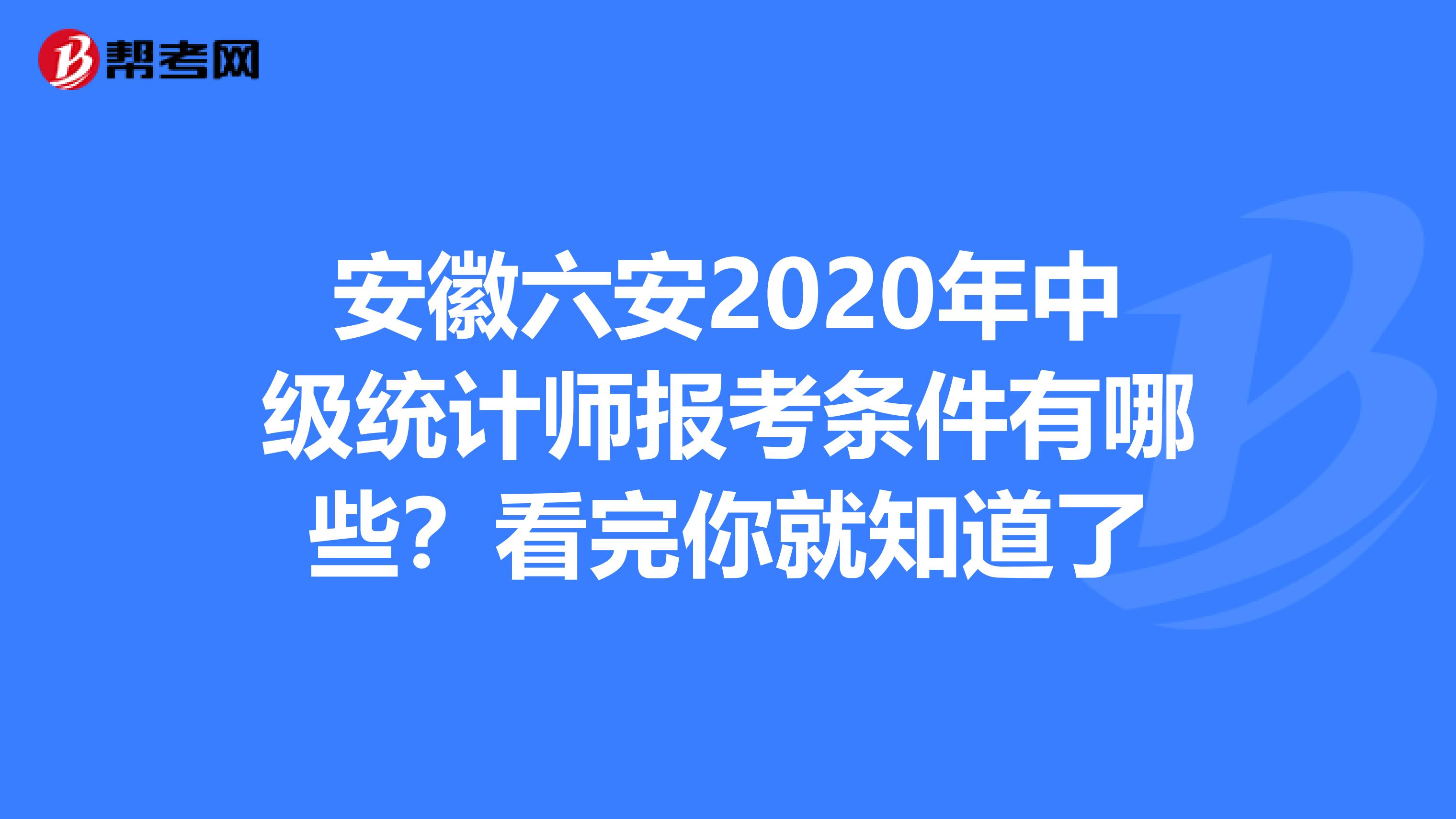 安徽六安2020年中级统计师报考条件有哪些？看完你就知道了