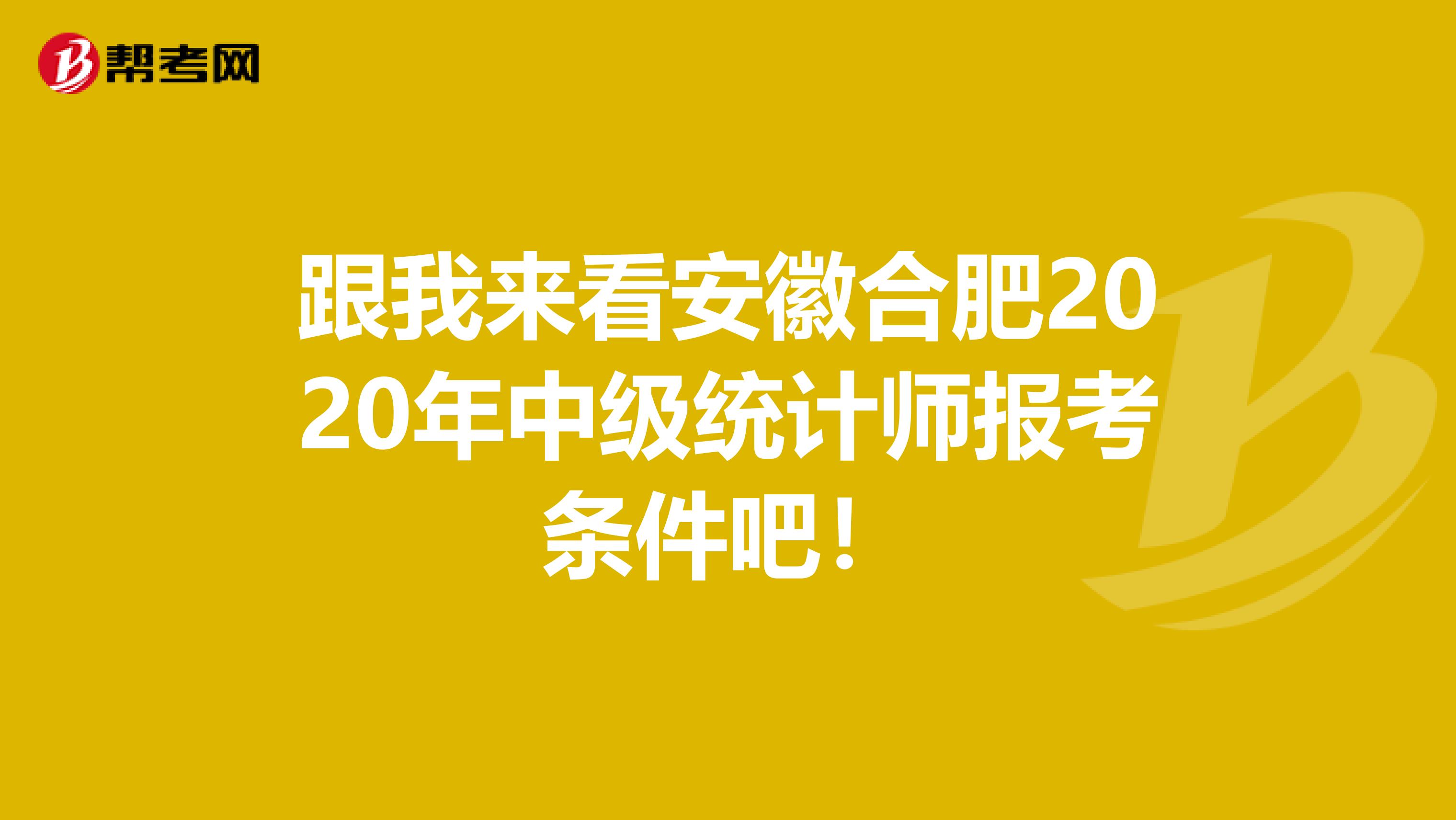 跟我来看安徽合肥2020年中级统计师报考条件吧！
