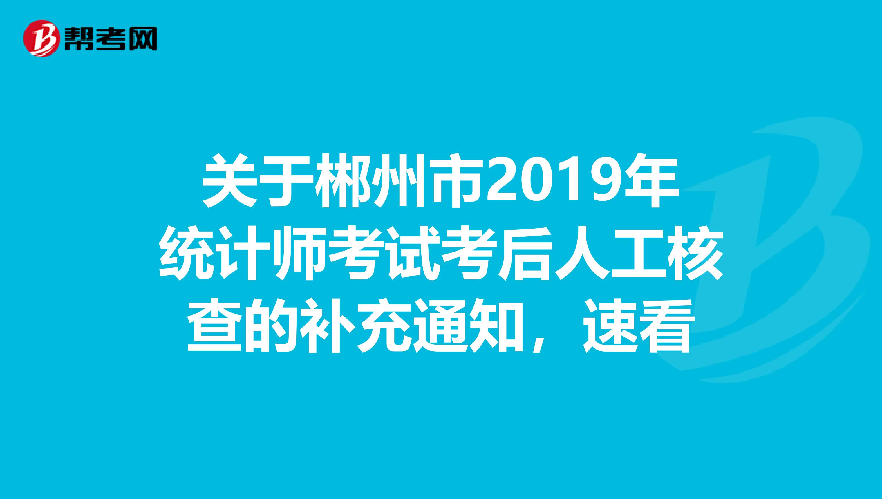 关于郴州市2019年统计师考试考后人工核查的补充通知，速看