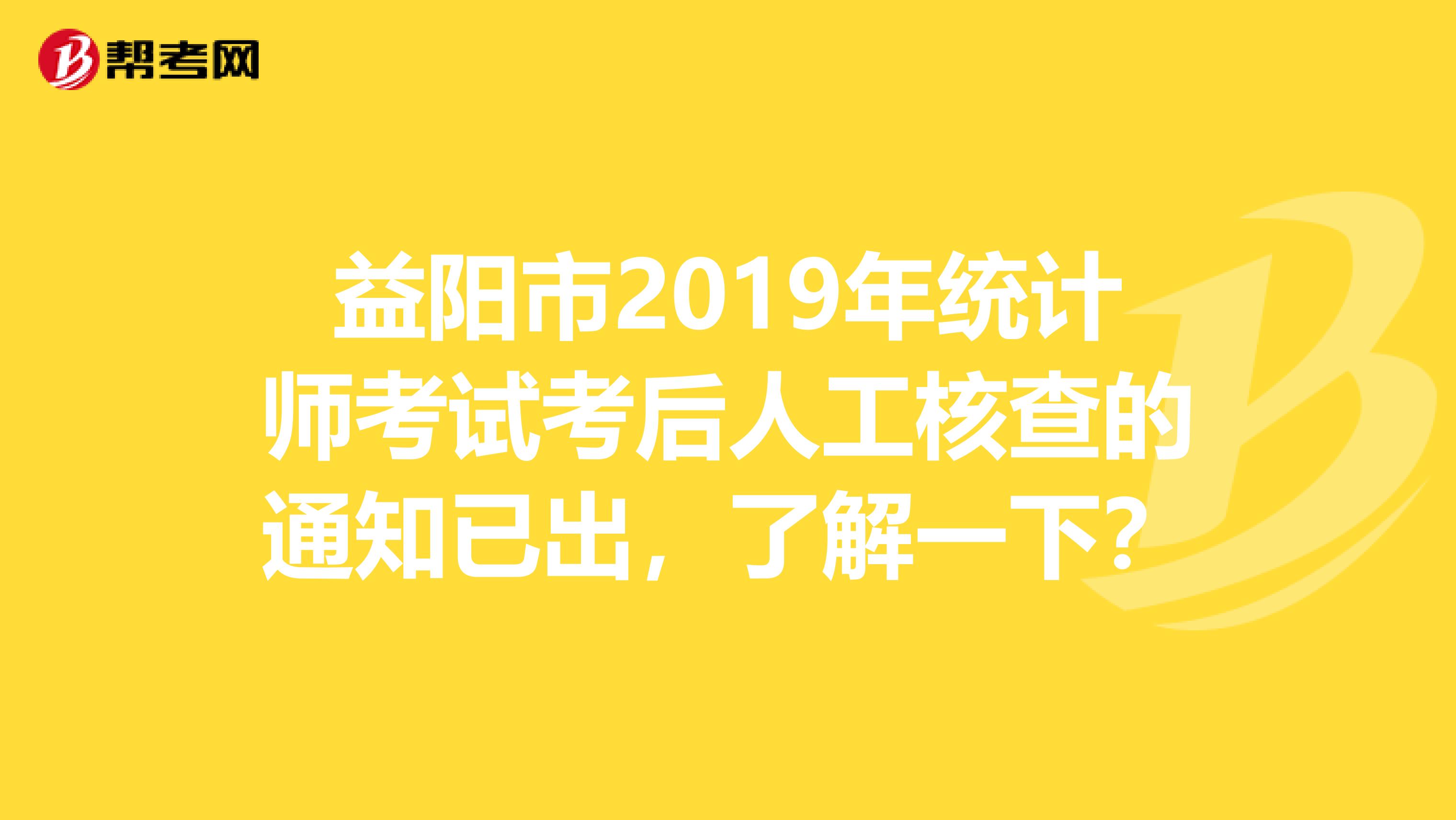 益阳市2019年统计师考试考后人工核查的通知已出，了解一下？