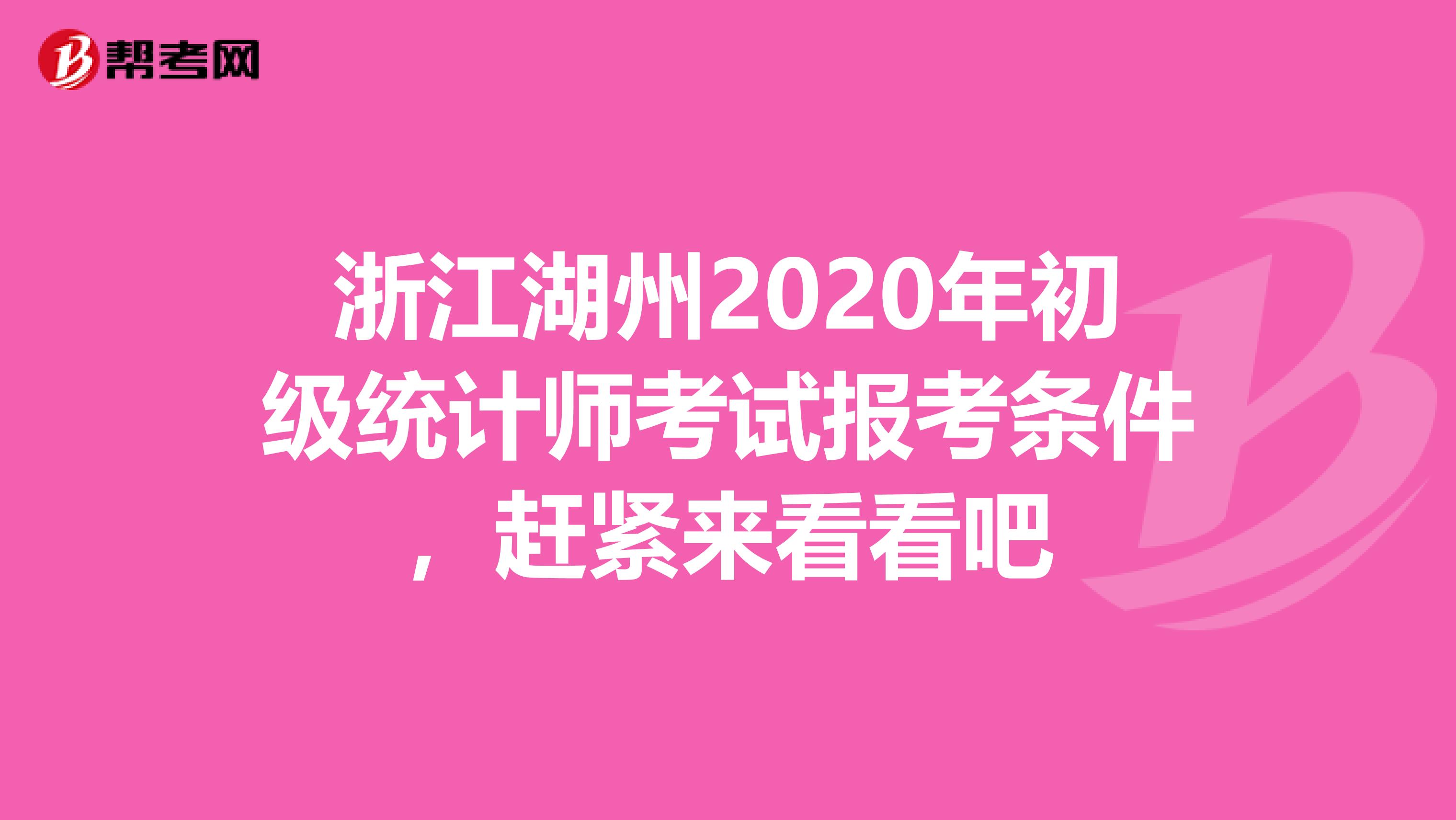 浙江湖州2020年初级统计师考试报考条件，赶紧来看看吧