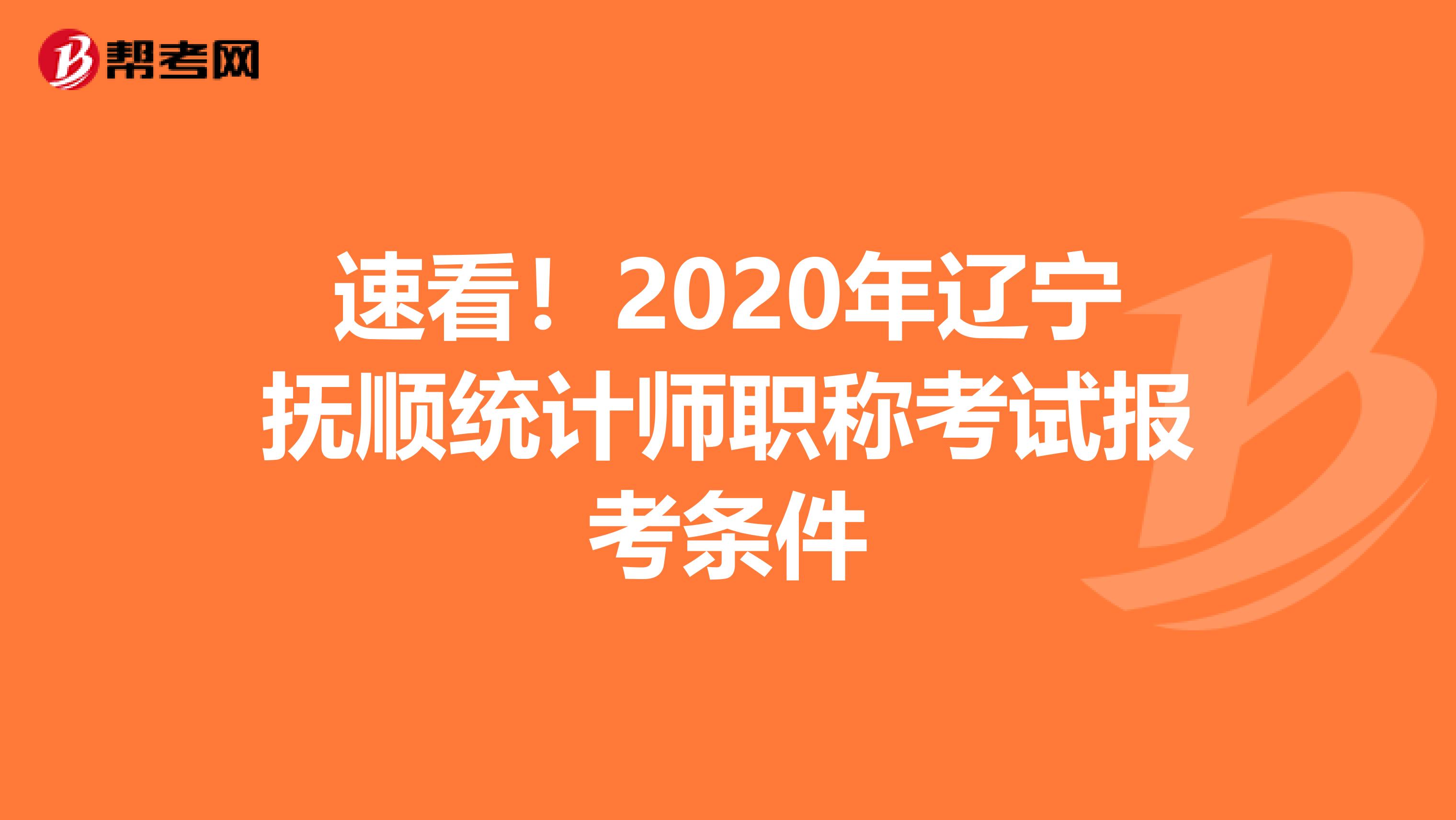 速看！2020年辽宁抚顺统计师职称考试报考条件
