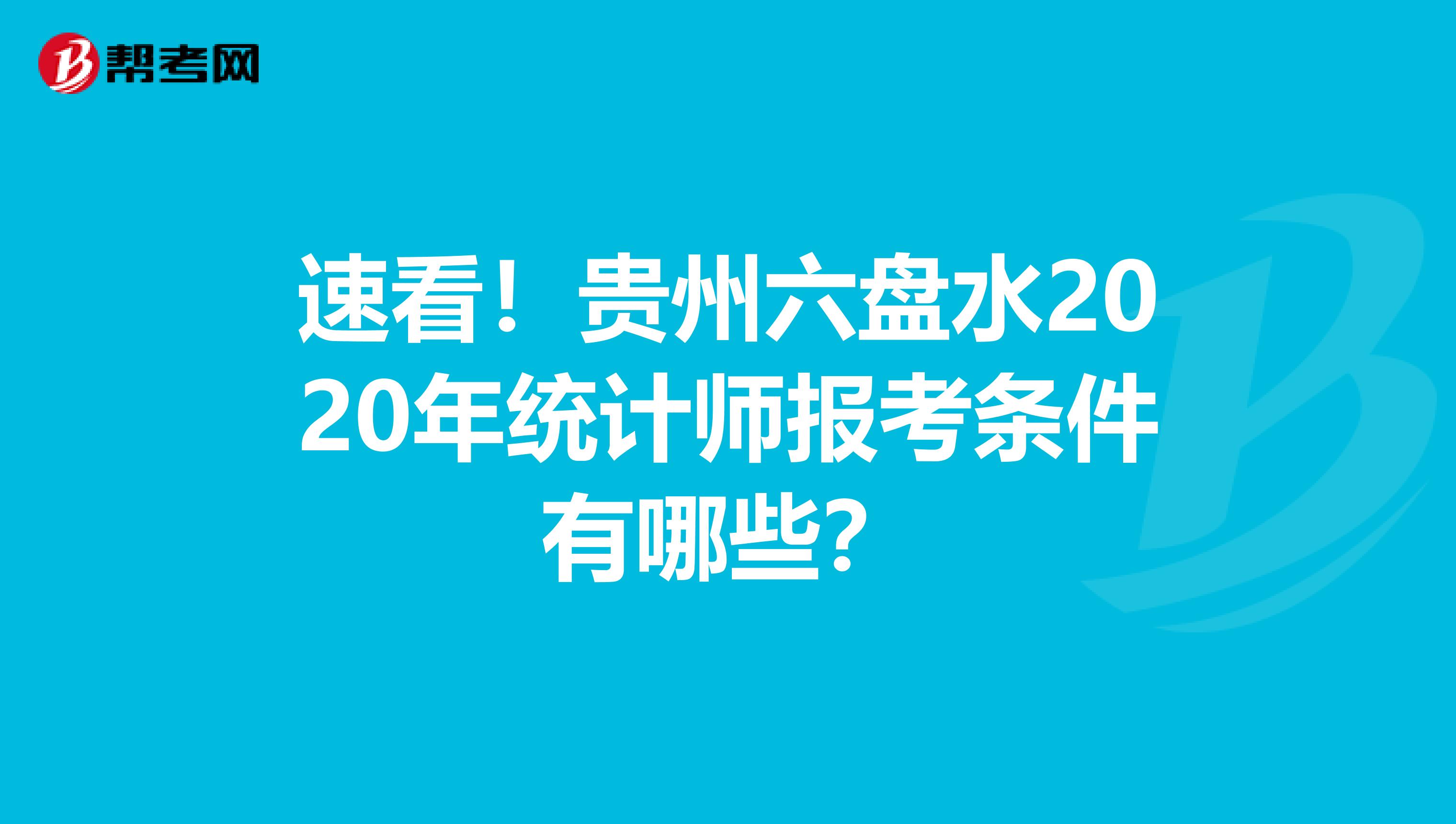 速看！贵州六盘水2020年统计师报考条件有哪些？