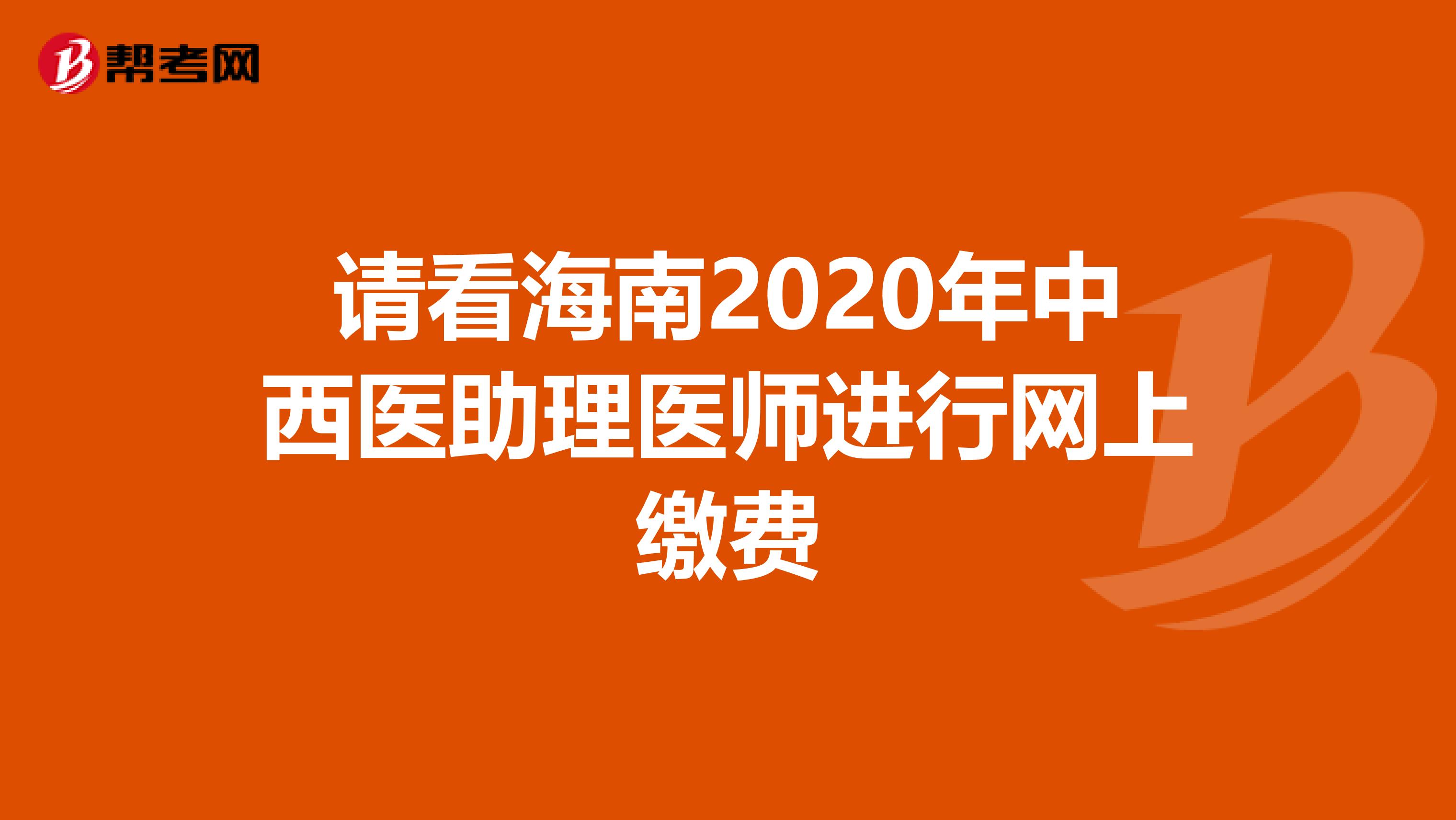 请看海南2020年中西医助理医师进行网上缴费