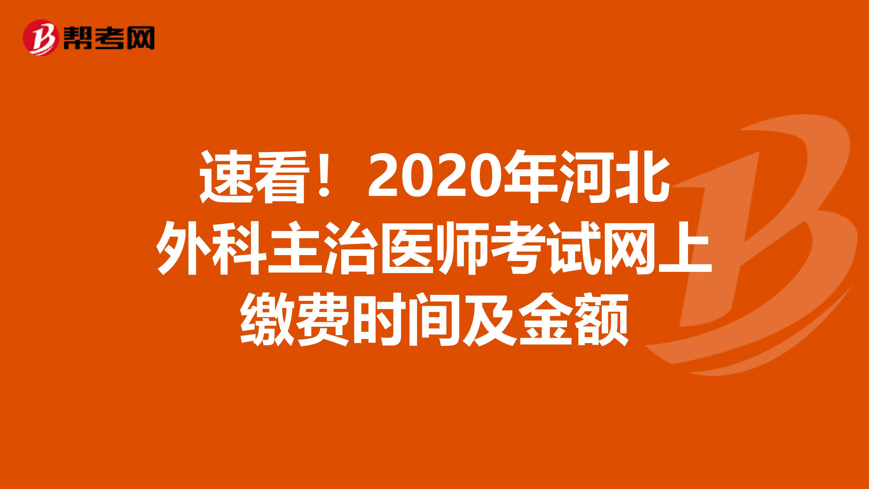 速看！2020年河北外科主治医师考试网上缴费时间及金额