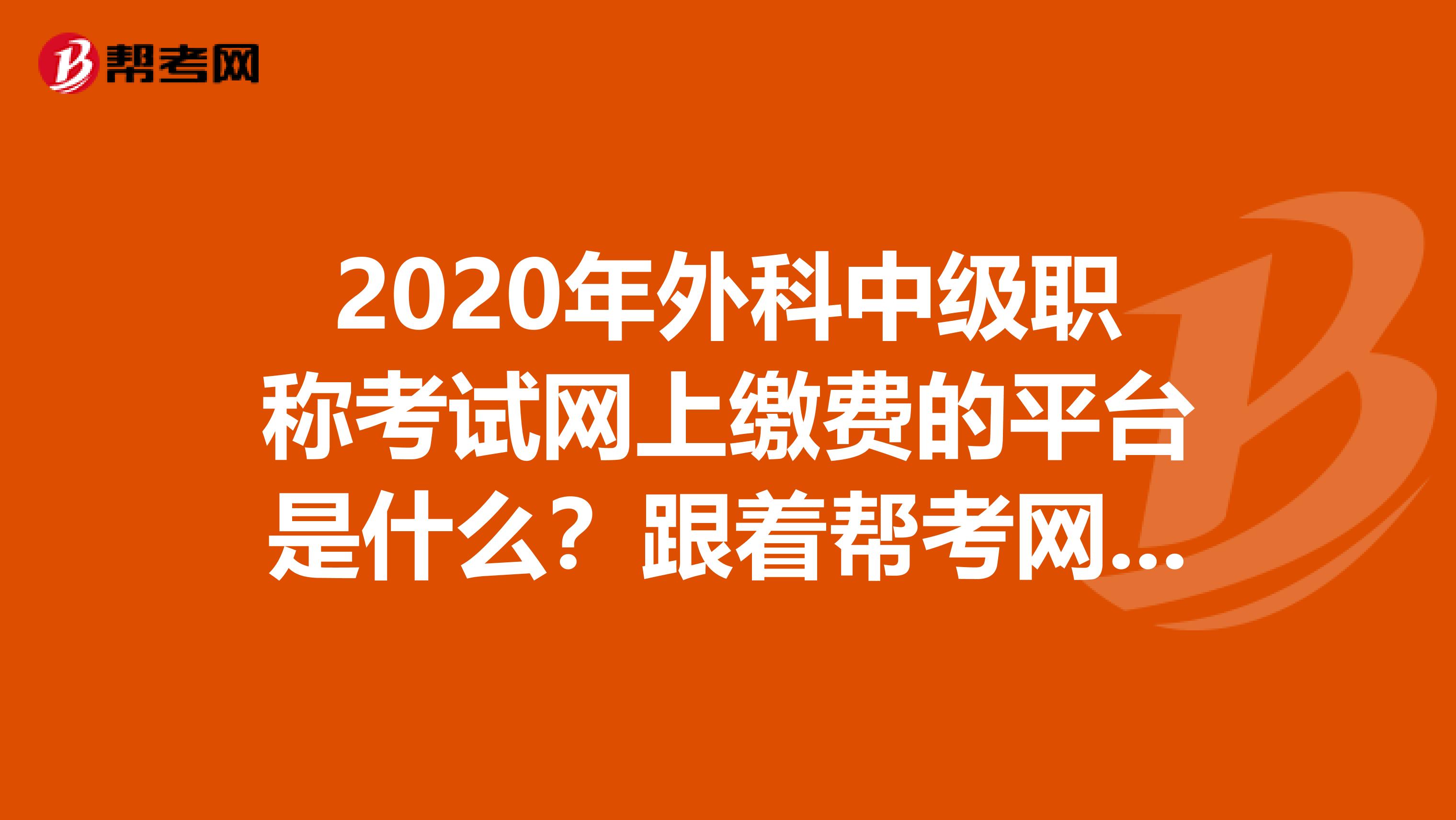 2020年外科中级职称考试网上缴费的平台是什么？跟着帮考网来看看！