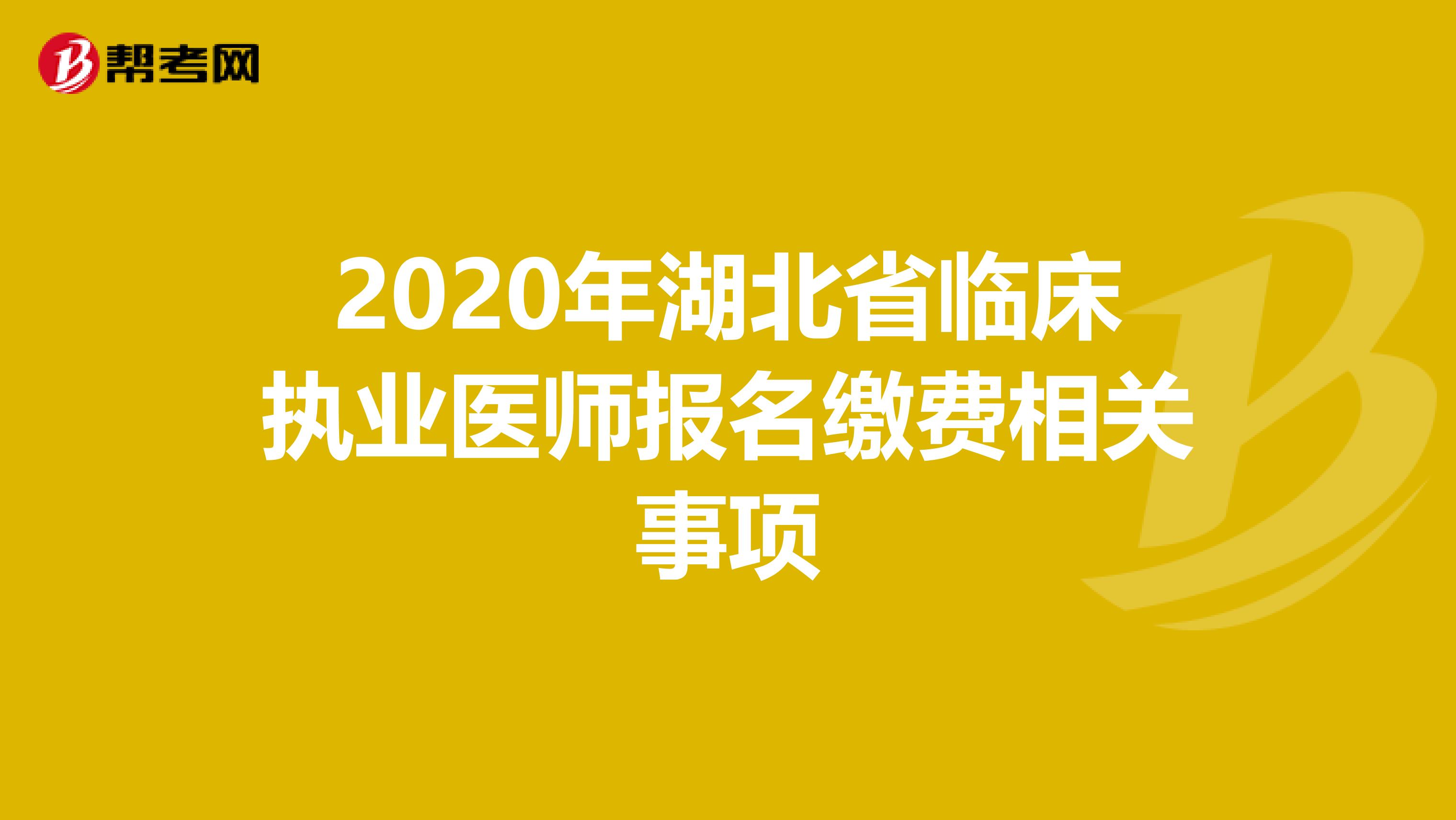 2020年湖北省临床执业医师报名缴费相关事项