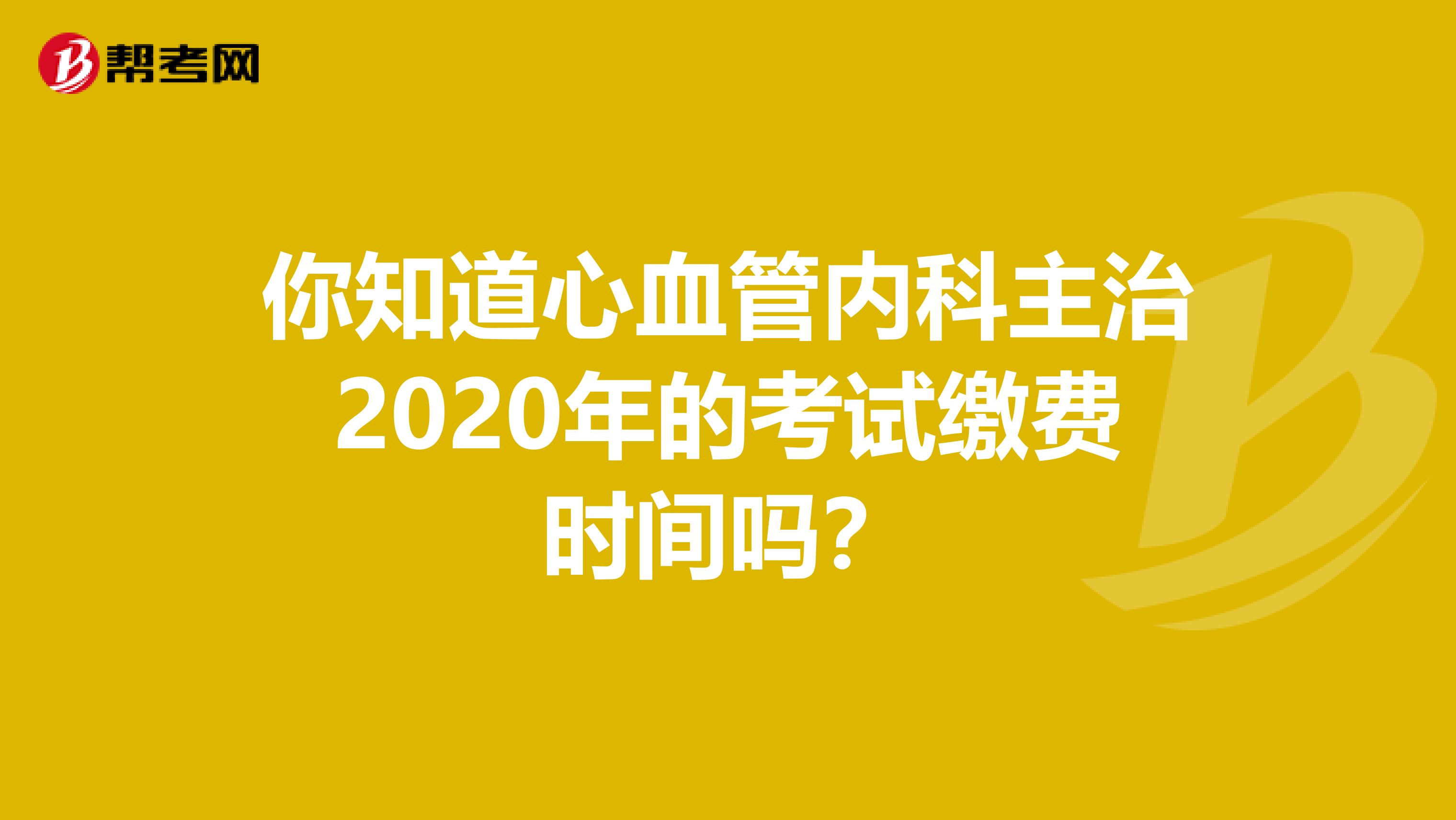 你知道心血管内科主治2020年的考试缴费时间吗？