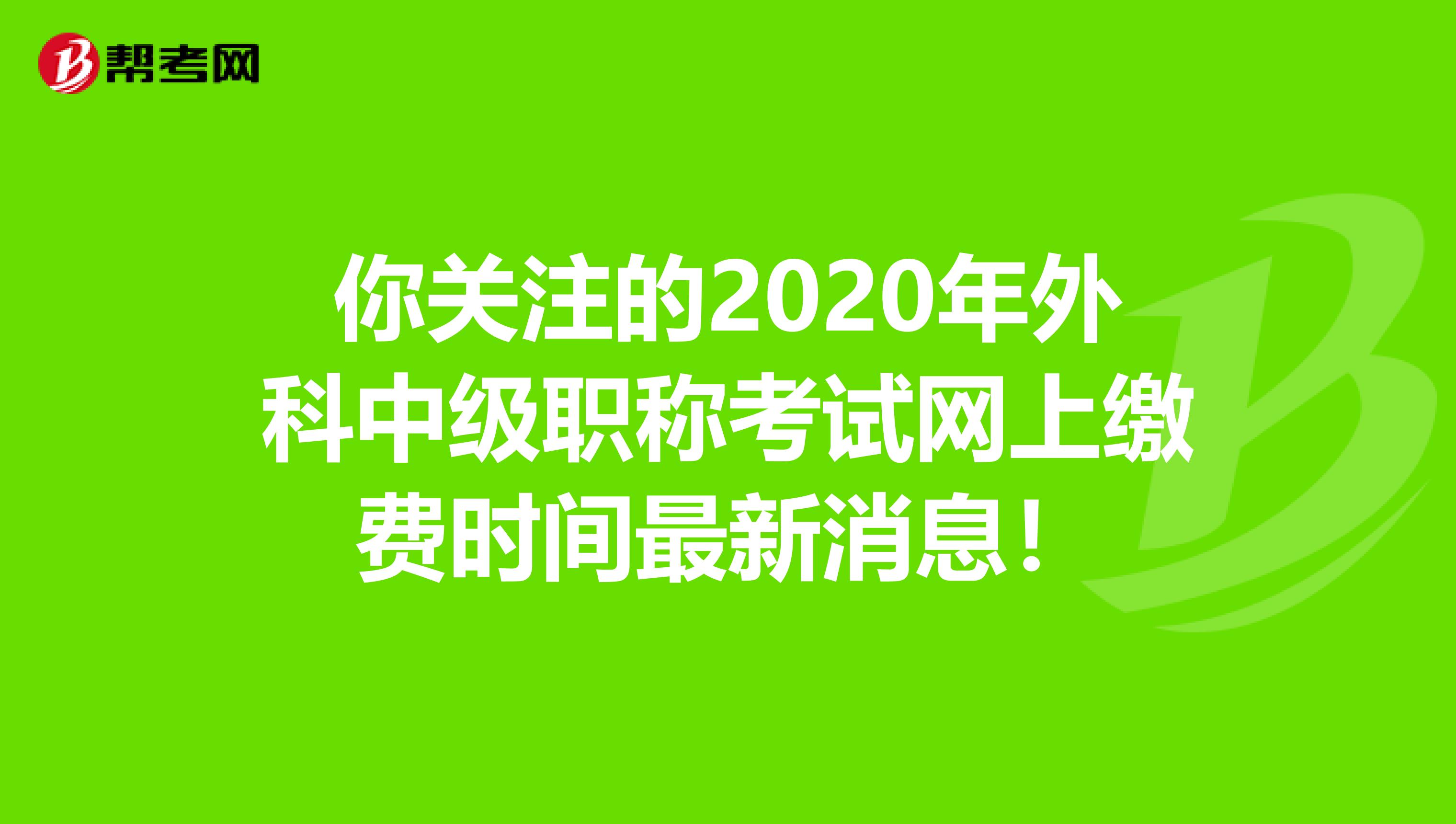 你关注的2020年外科中级职称考试网上缴费时间最新消息！