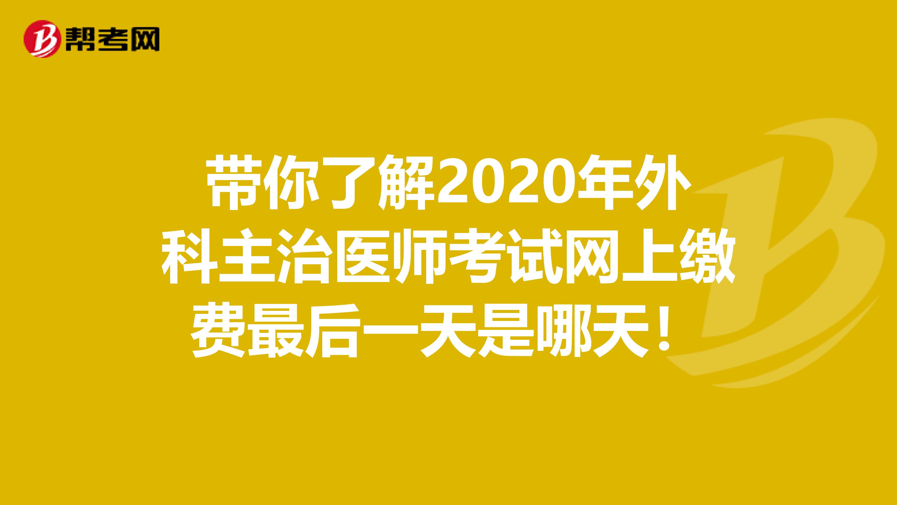 带你了解2020年外科主治医师考试网上缴费最后一天是哪天！
