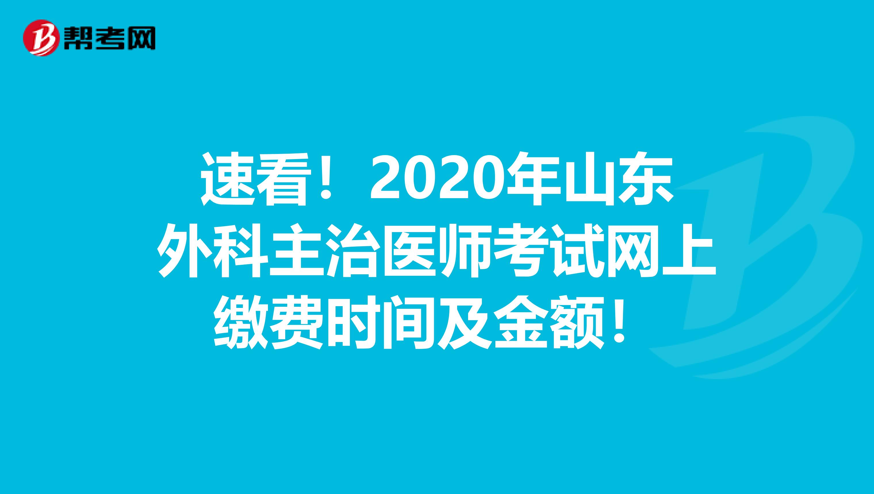 速看！2020年山东外科主治医师考试网上缴费时间及金额！