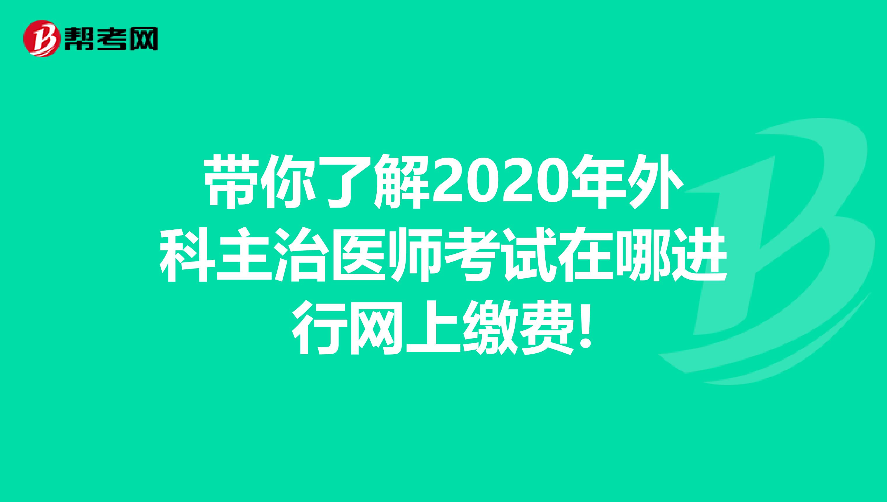 带你了解2020年外科主治医师考试在哪进行网上缴费!