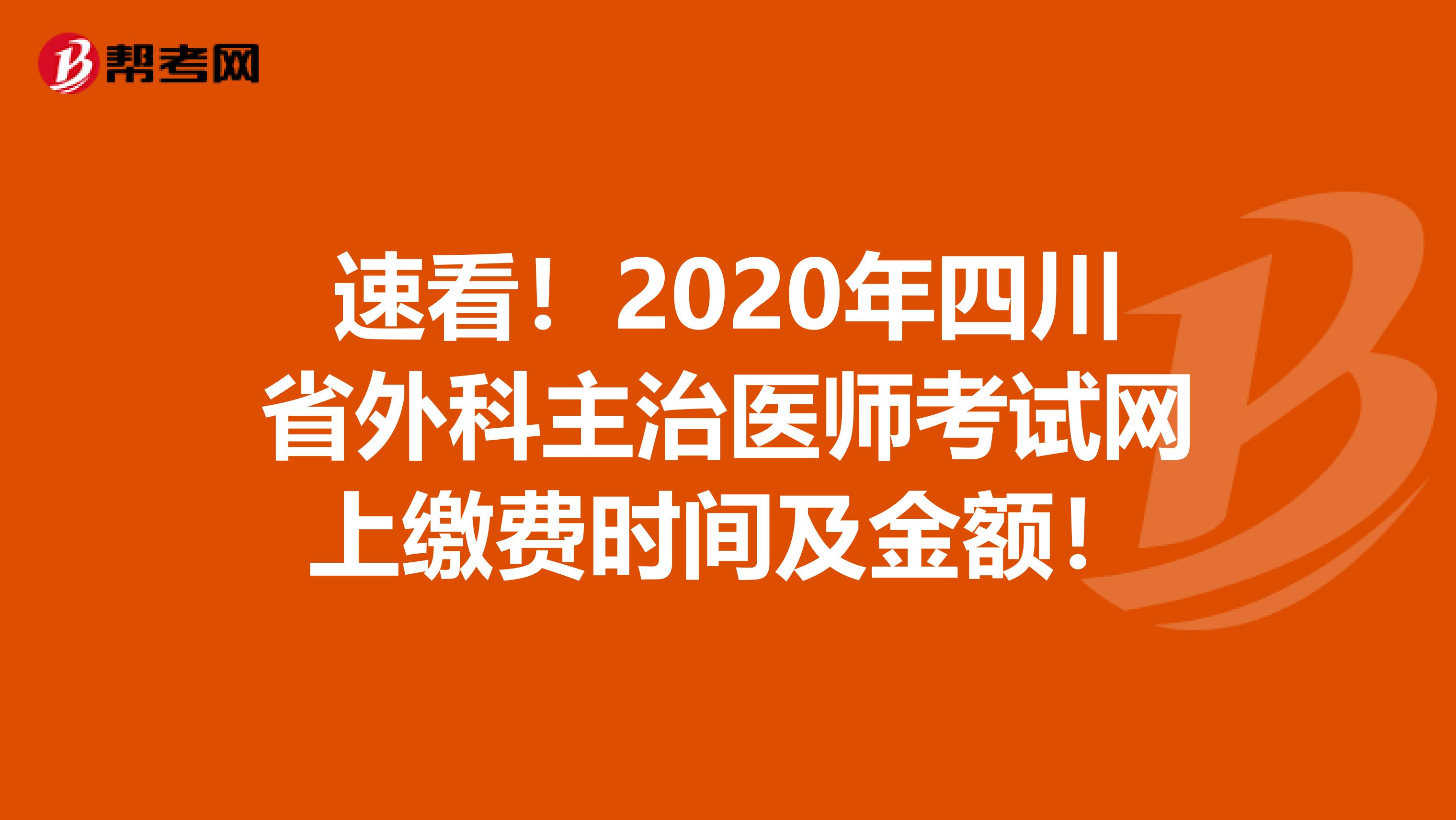 速看！2020年四川省外科主治醫師考試網上繳費時間及金額！