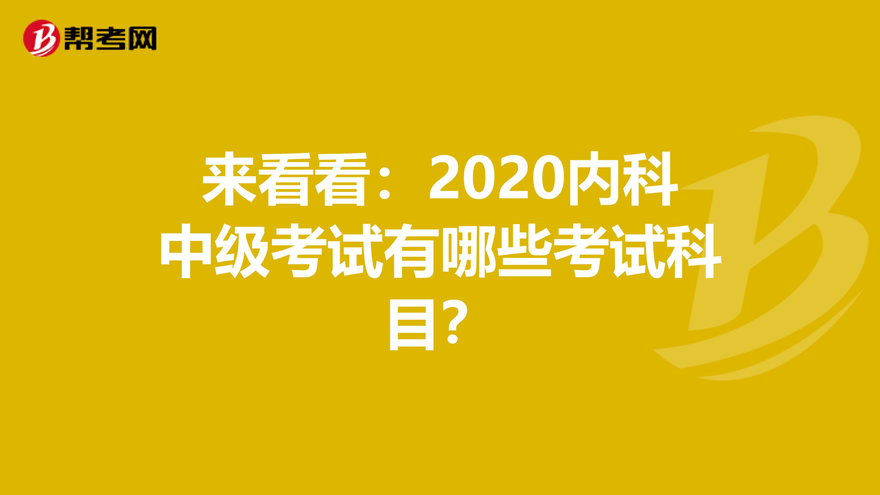 来看看：2020内科中级考试有哪些考试科目？