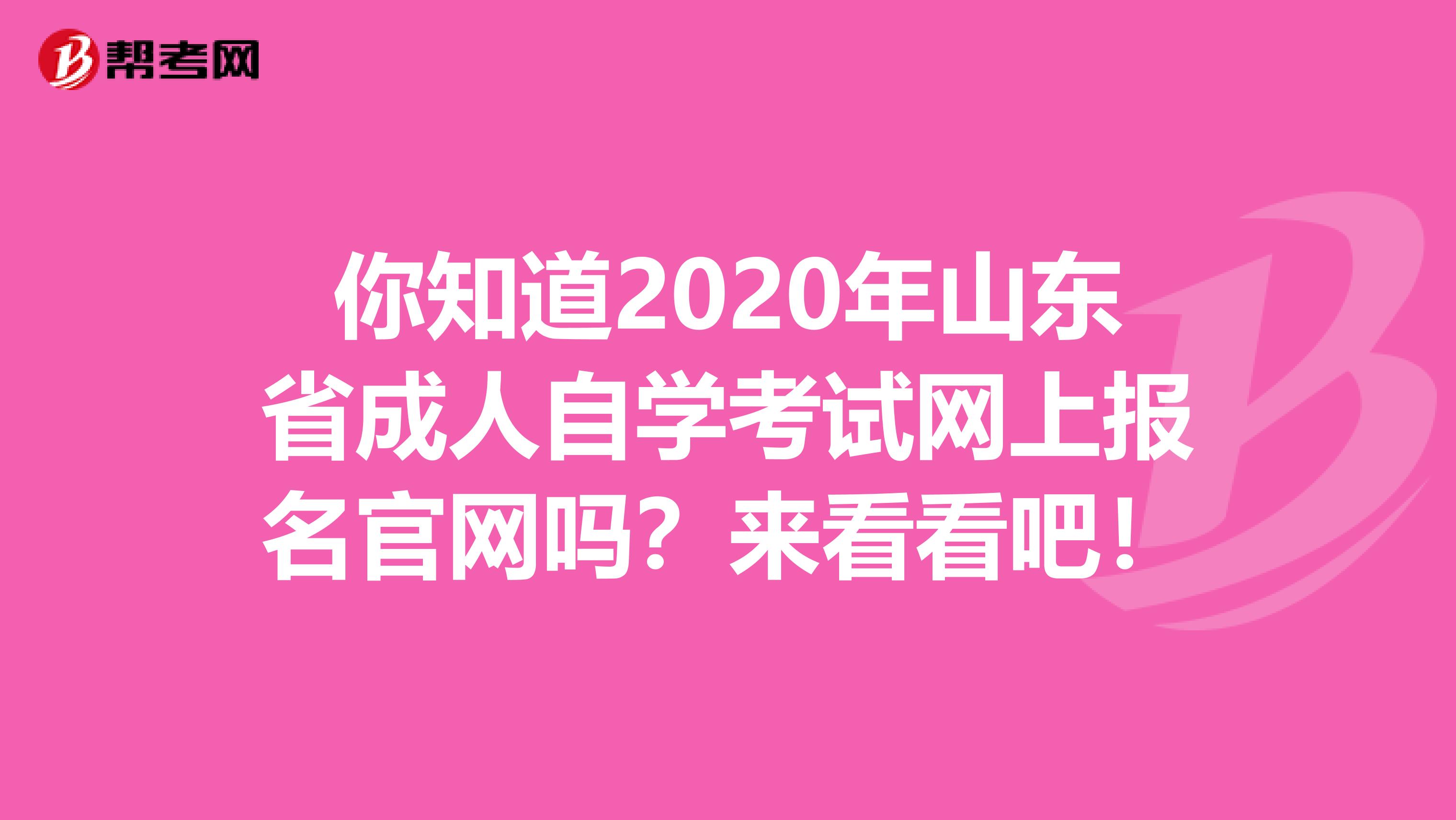 你知道2020年山东省成人自学考试网上报名官网吗？来看看吧！