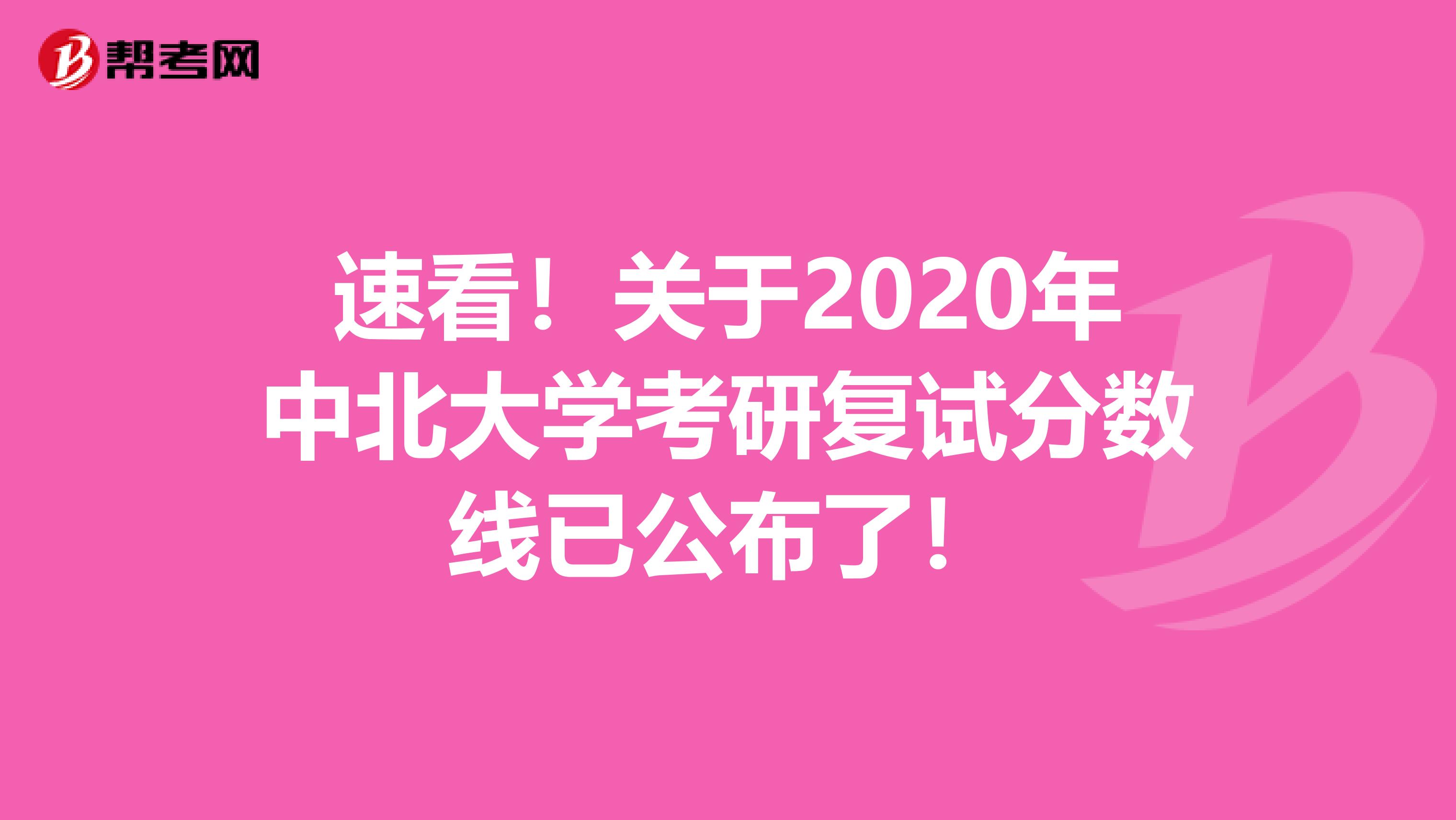 速看！关于2020年中北大学考研复试分数线已公布了！