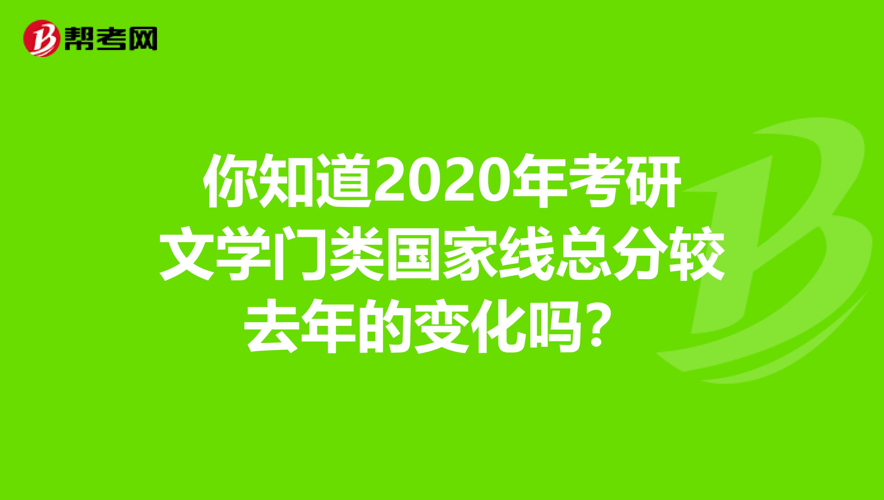 你知道2020年考研文学门类国家线总分较去年的变化吗？