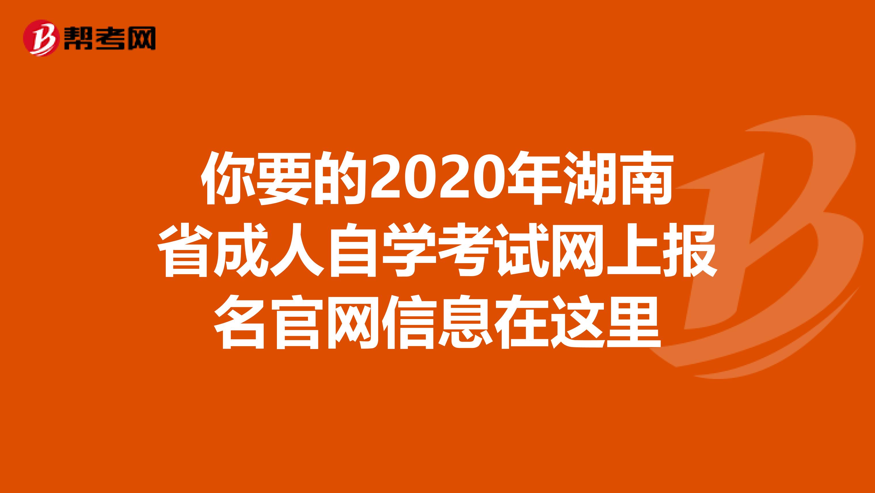 你要的2020年湖南省成人自学考试网上报名官网信息在这里