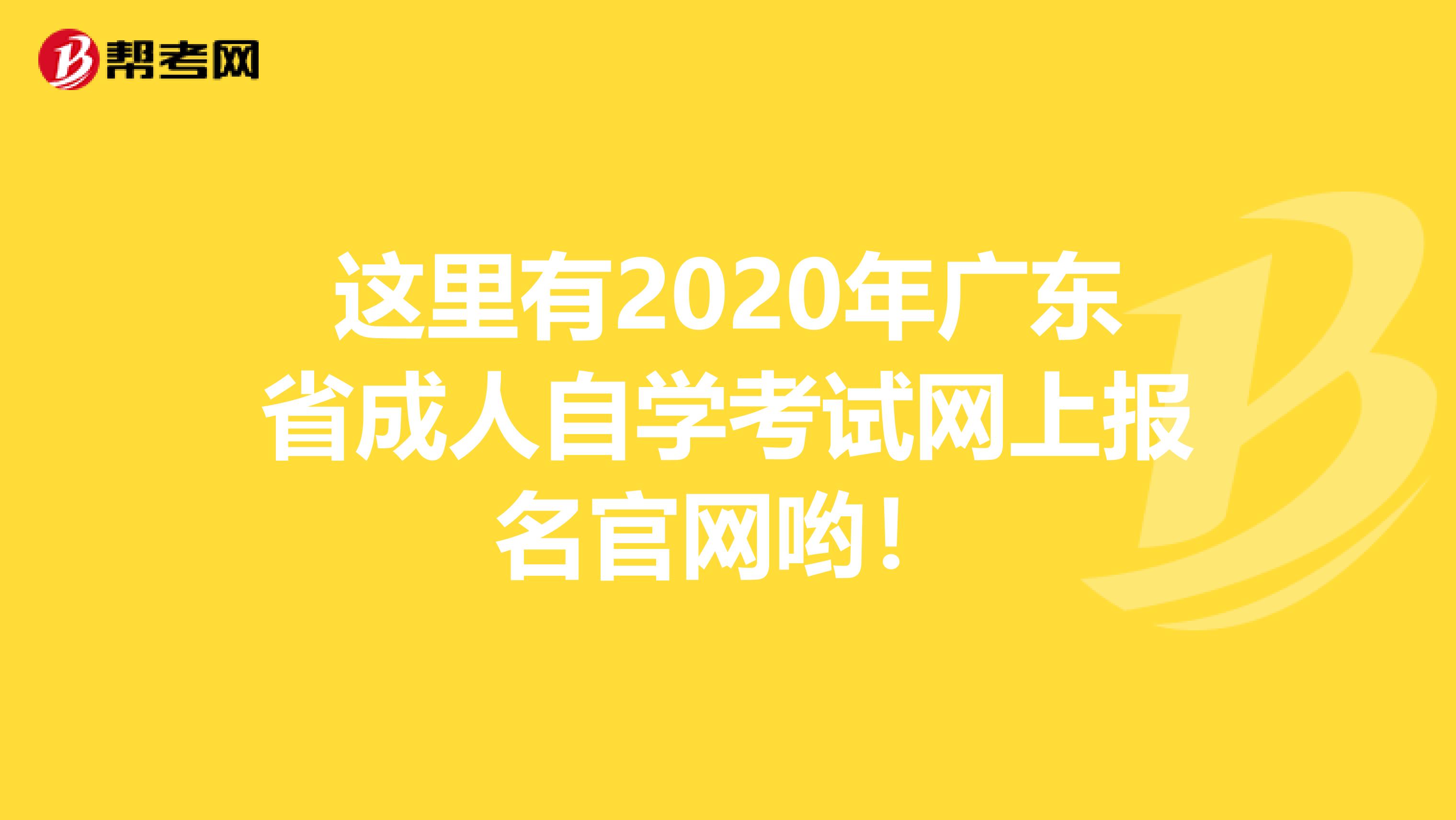 这里有2020年广东省成人自学考试网上报名官网哟！