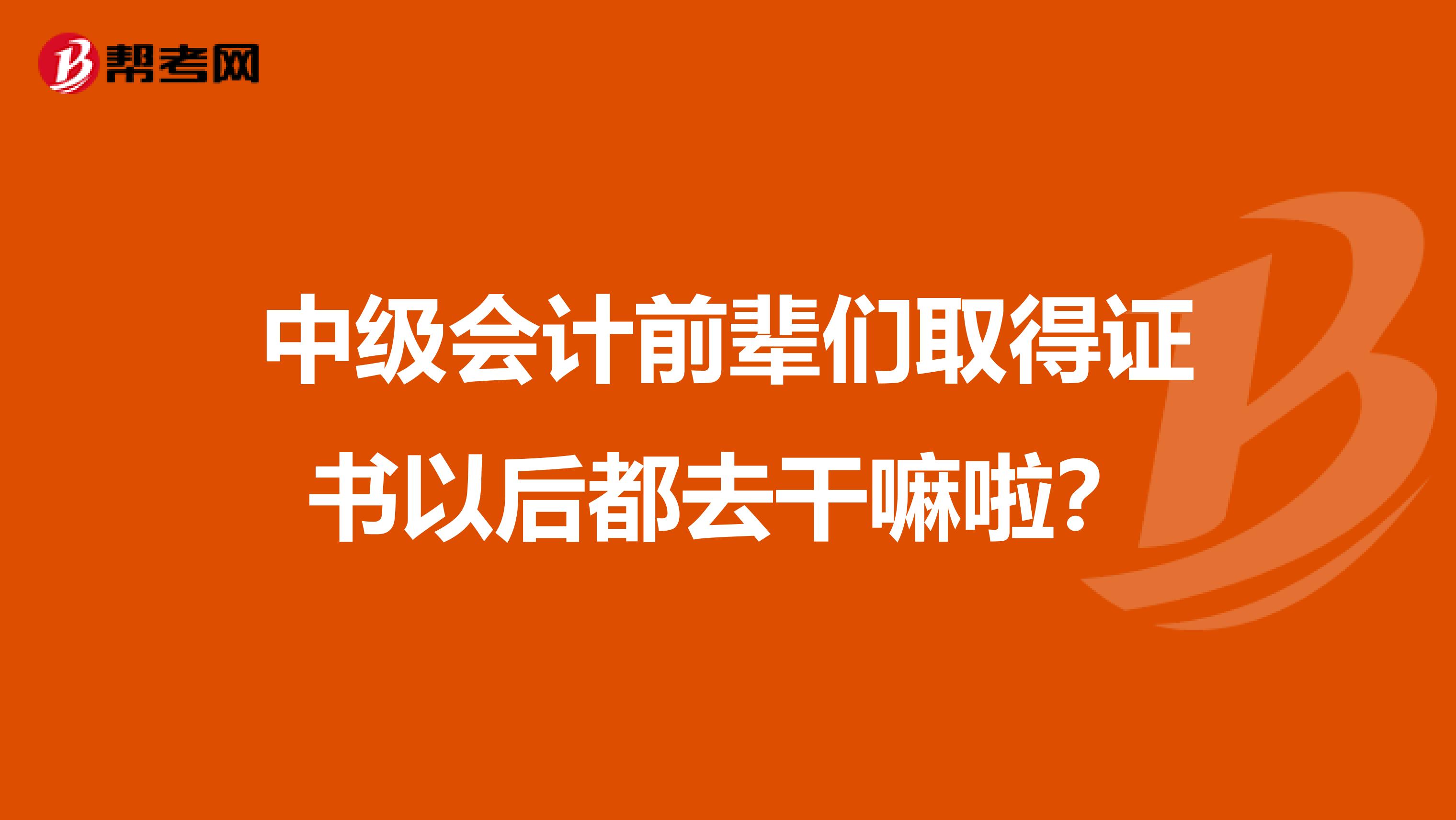 中级会计前辈们取得证书以后都去干嘛啦？