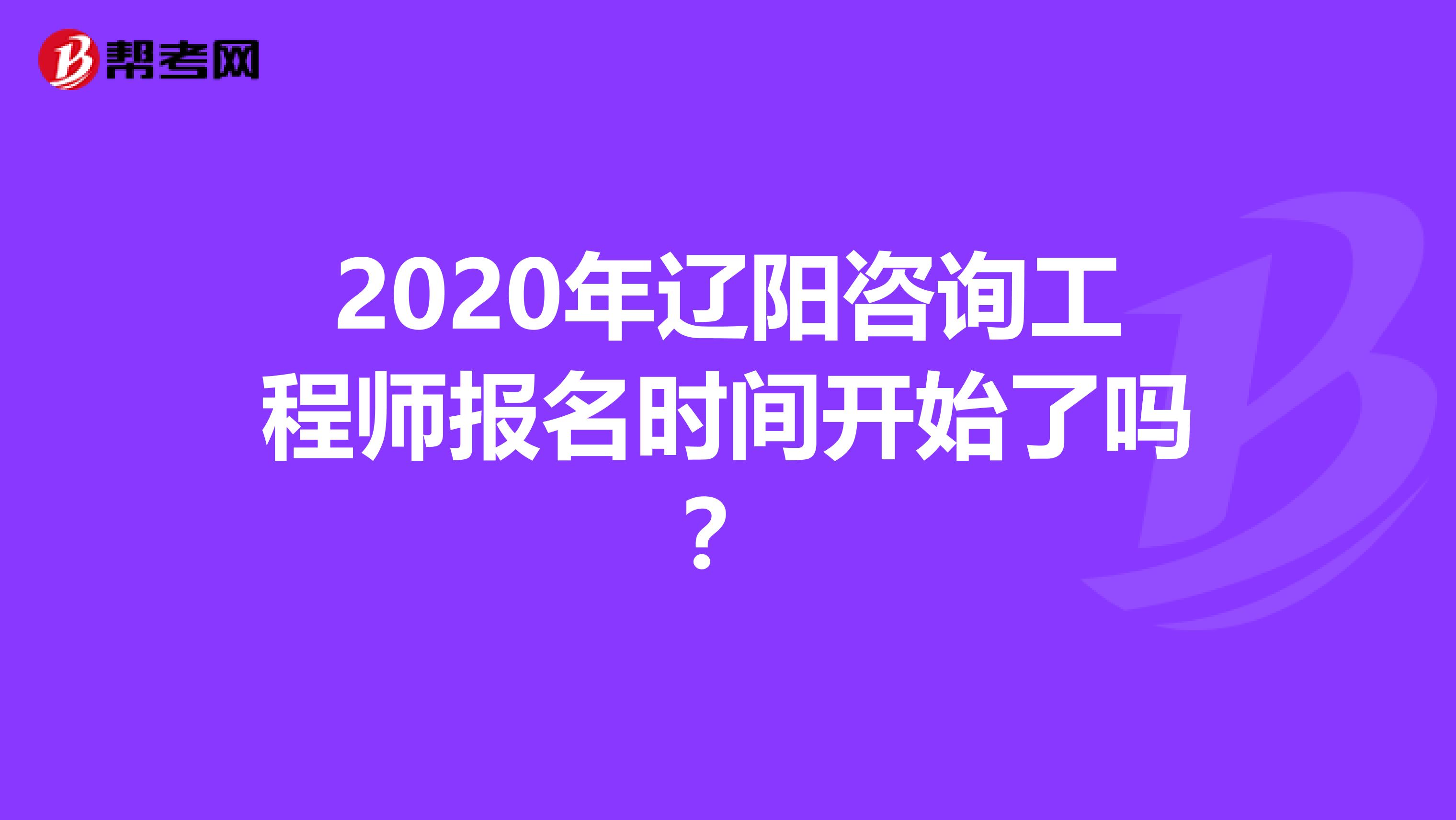 2020年辽阳咨询工程师报名时间开始了吗？