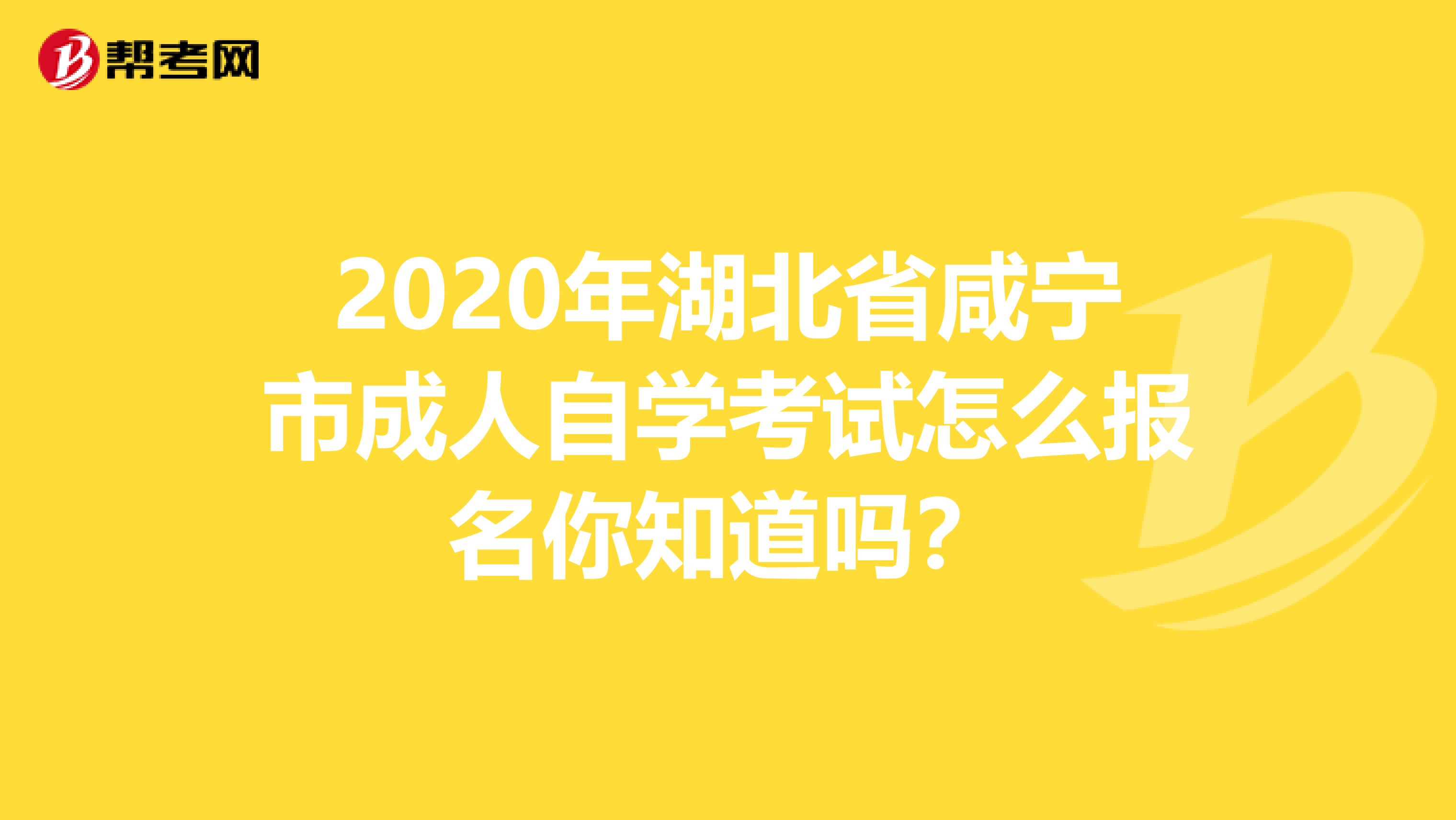 2020年湖北省咸宁市成人自学考试怎么报名你知道吗？