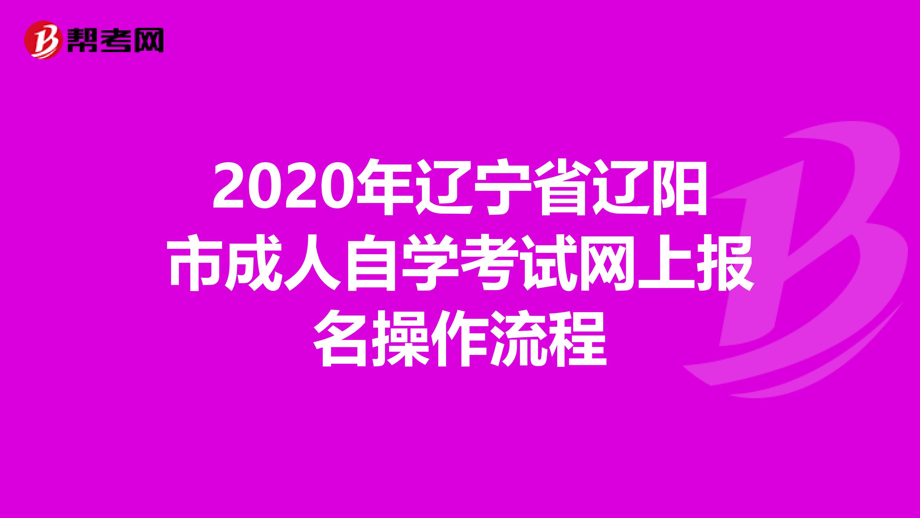 2020年辽宁省辽阳市成人自学考试网上报名操作流程