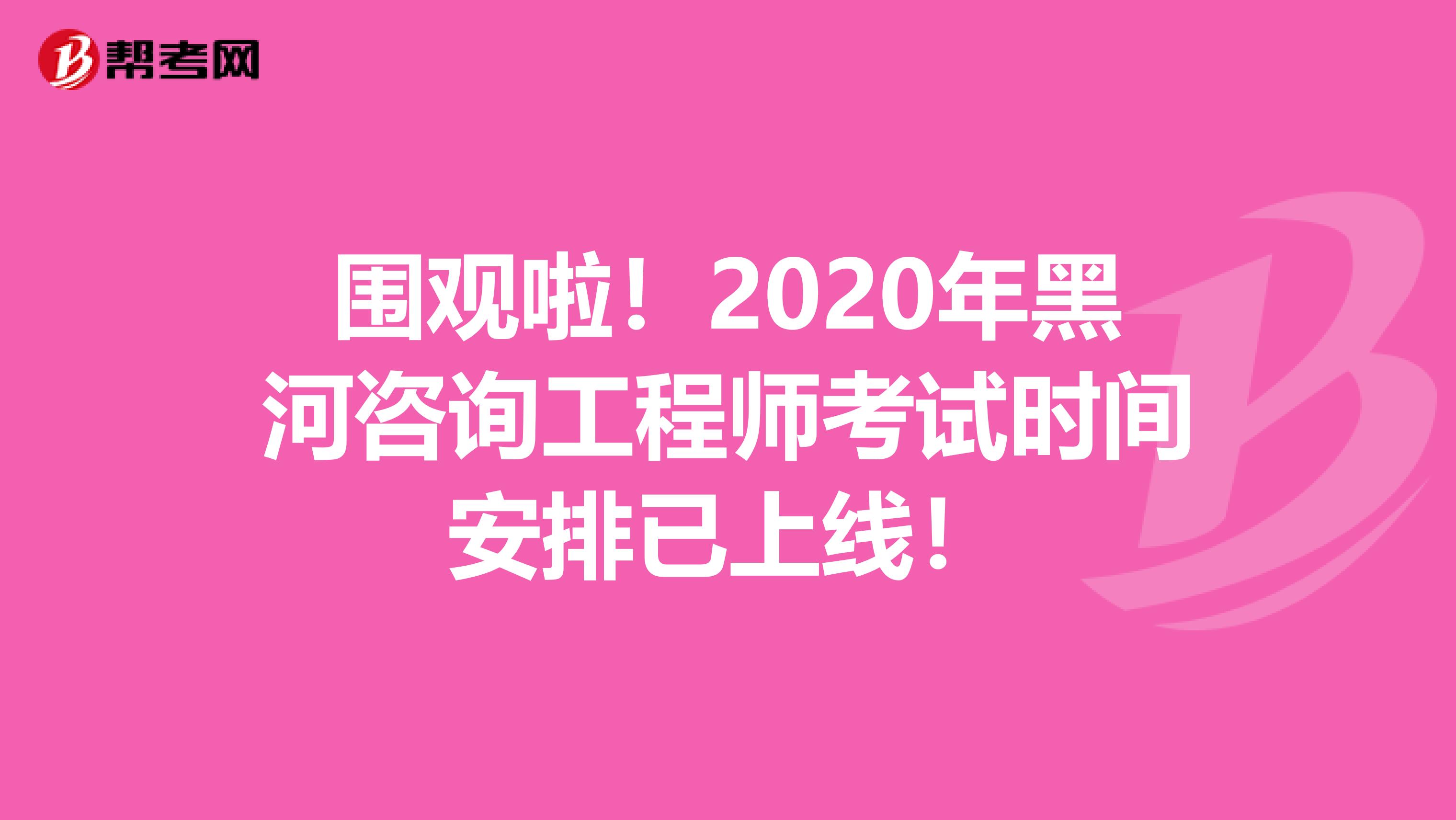 围观啦！2020年黑河咨询工程师考试时间安排已上线！