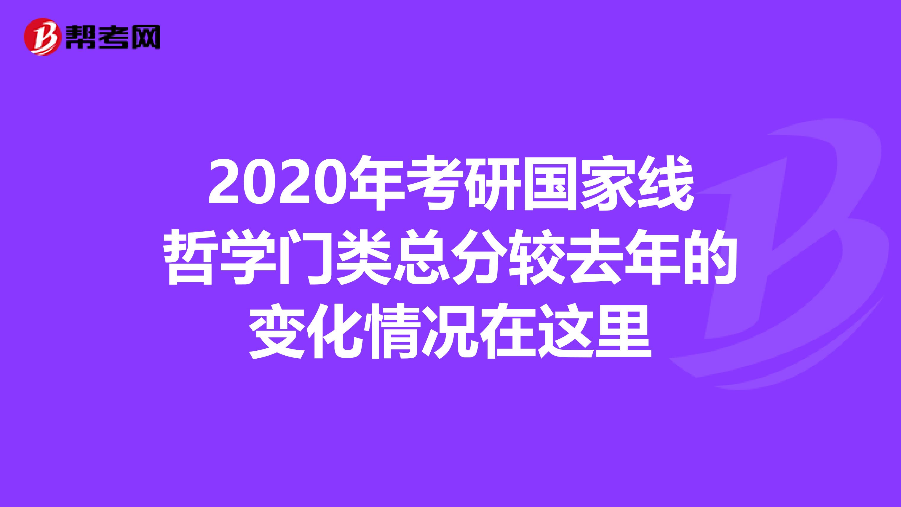 2020年考研国家线哲学门类总分较去年的变化情况在这里