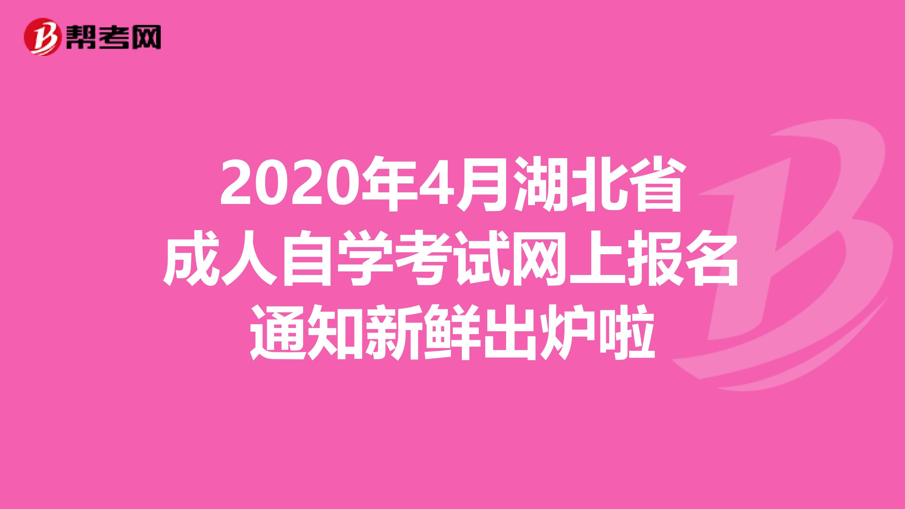 2020年4月湖北省成人自学考试网上报名通知新鲜出炉啦