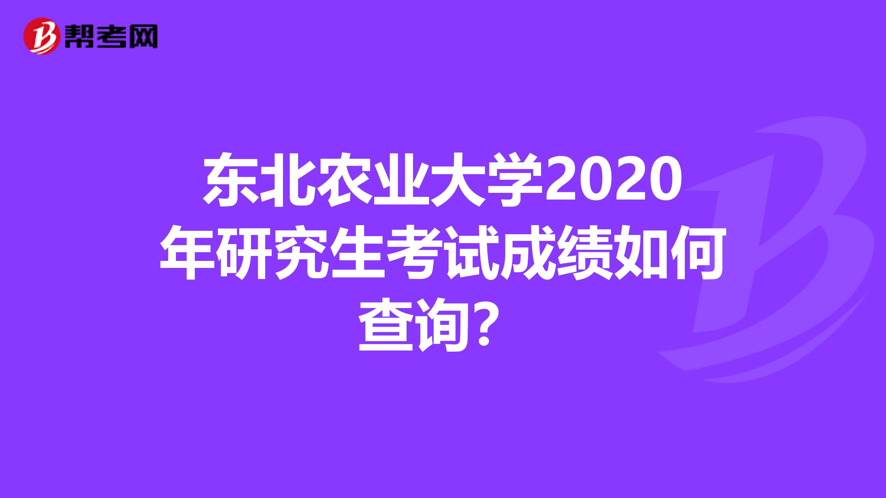 东北农业大学2020年研究生考试成绩如何查询？