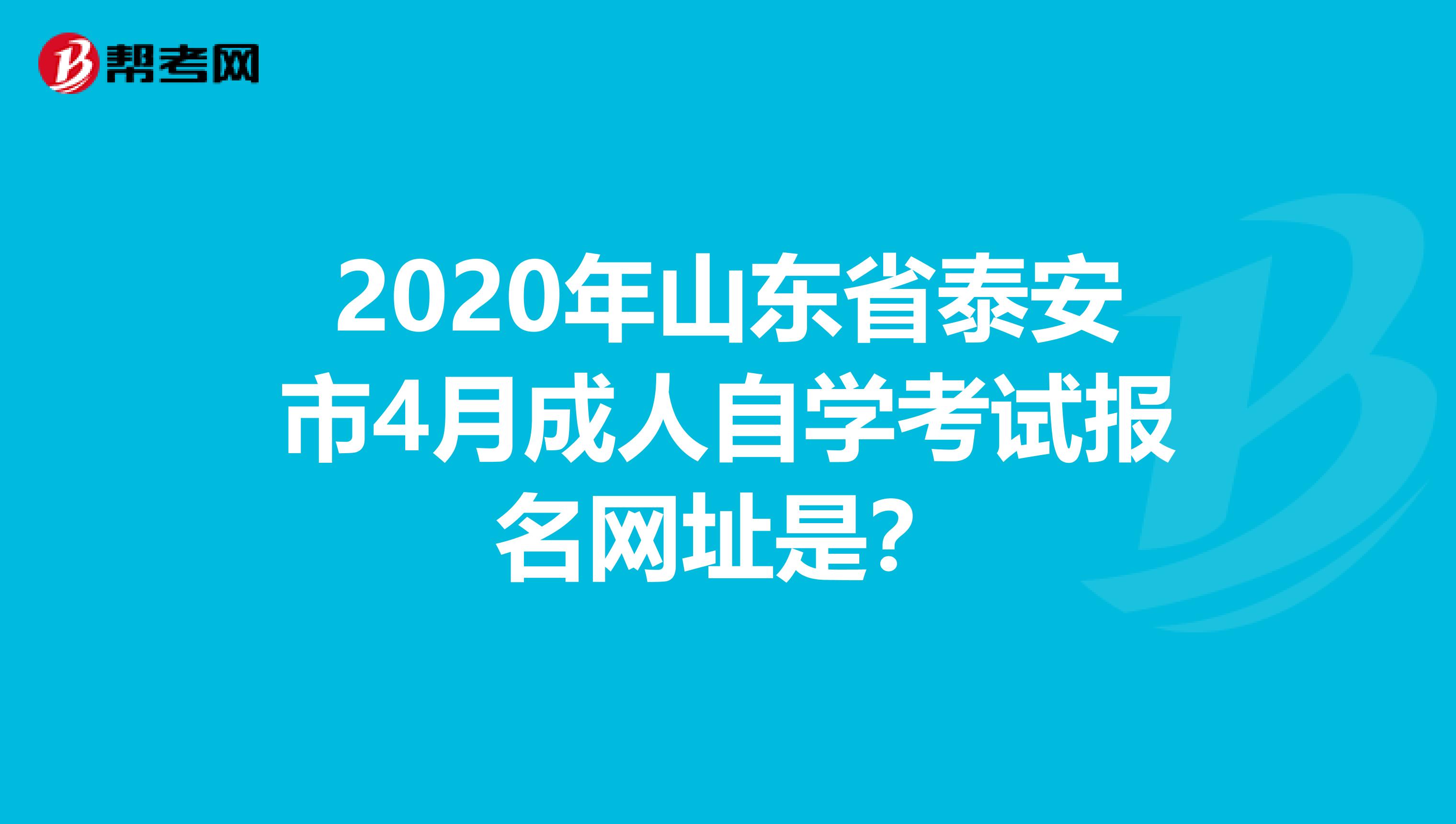 2020年山东省泰安市4月成人自学考试报名网址是？