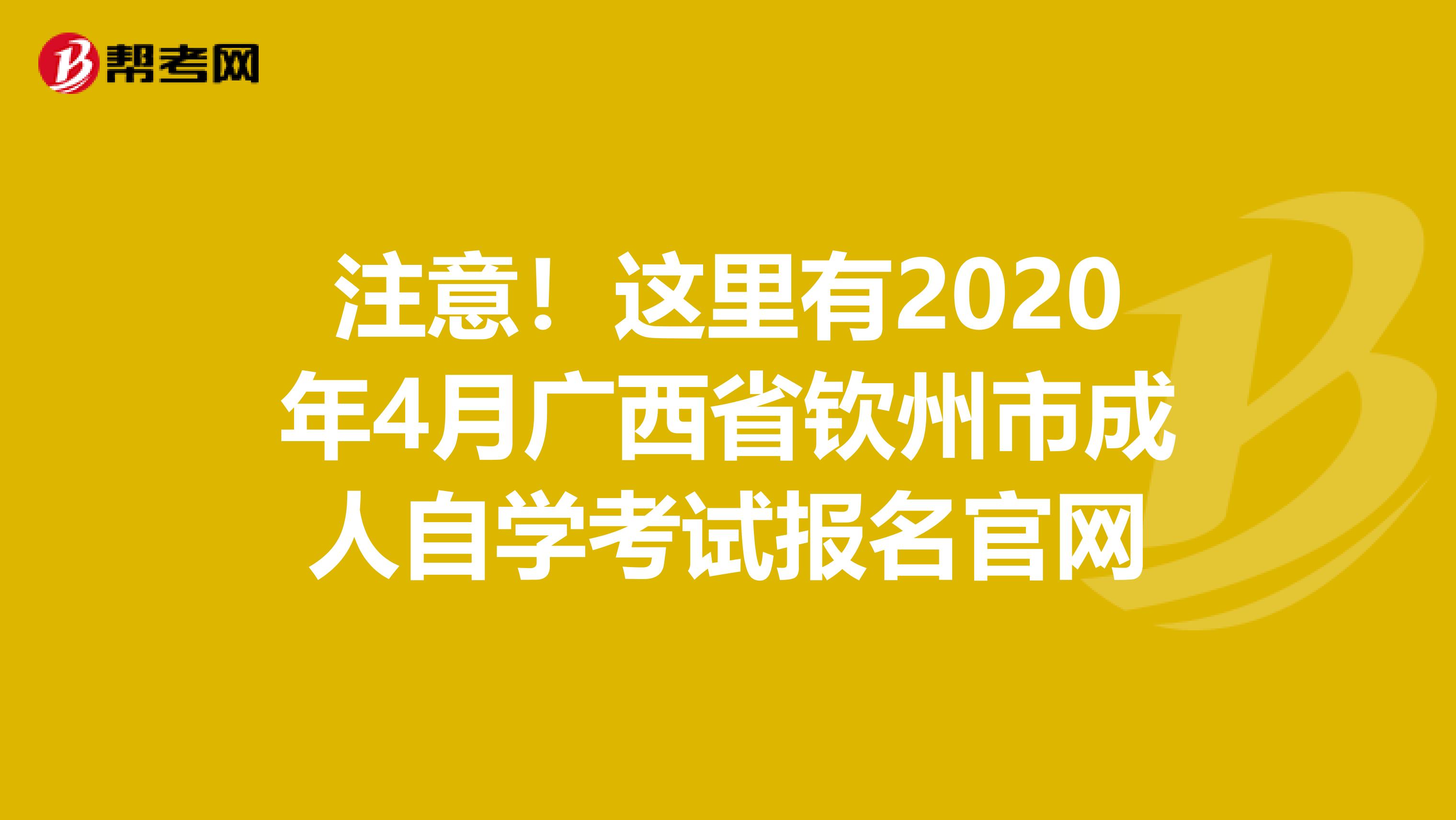 注意！这里有2020年4月广西省钦州市成人自学考试报名官网