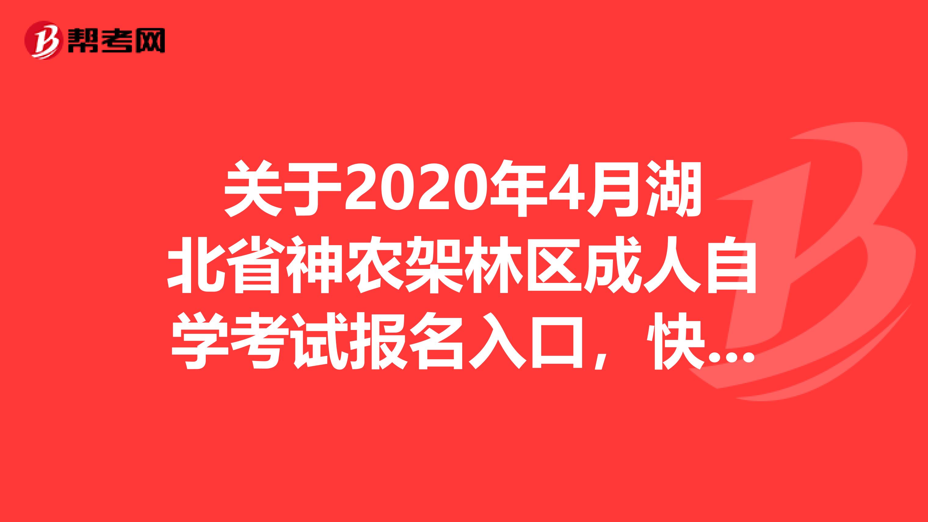 关于2020年4月湖北省神农架林区成人自学考试报名入口，快点看过来