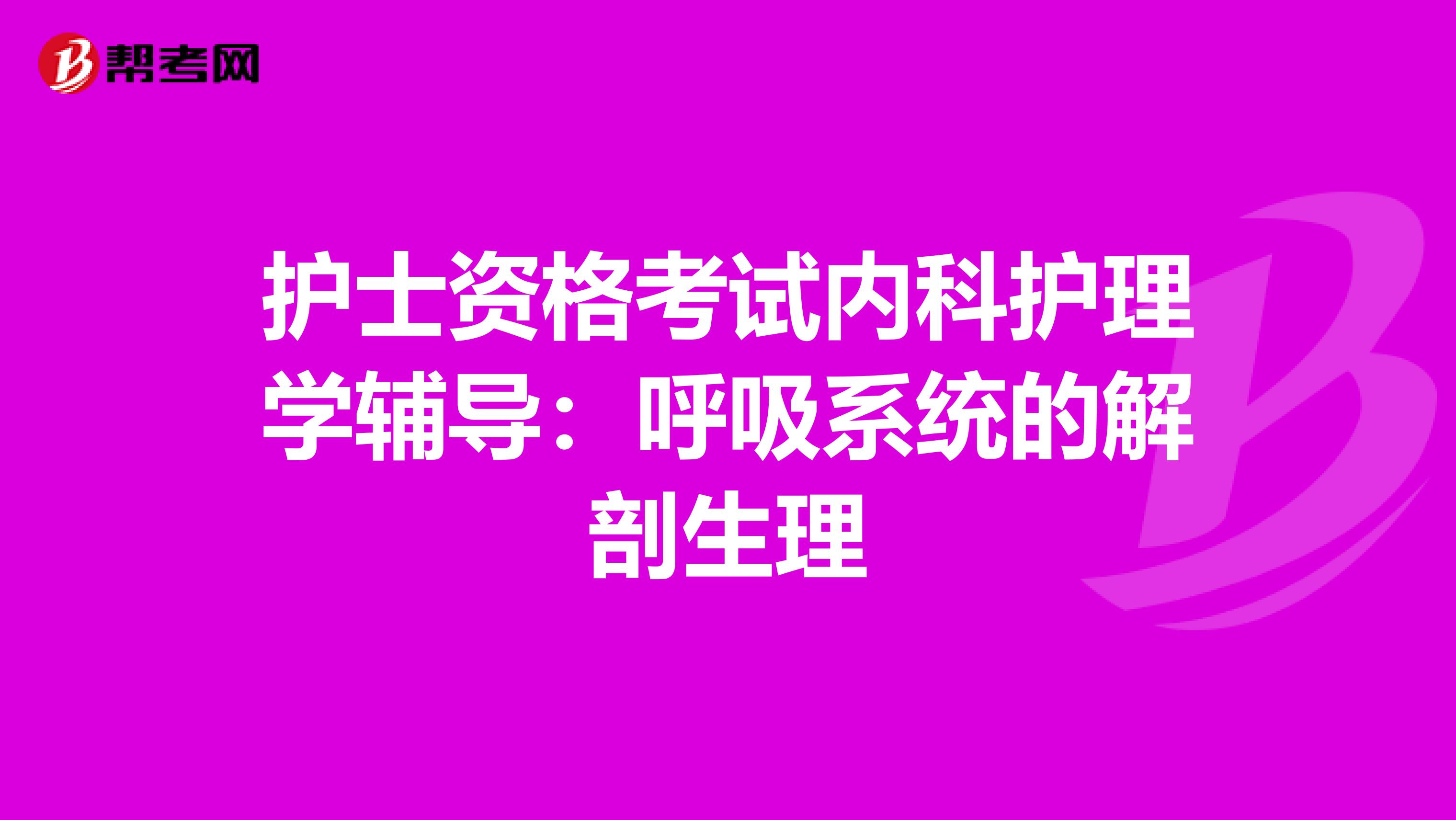 护士资格考试内科护理学辅导：呼吸系统的解剖生理