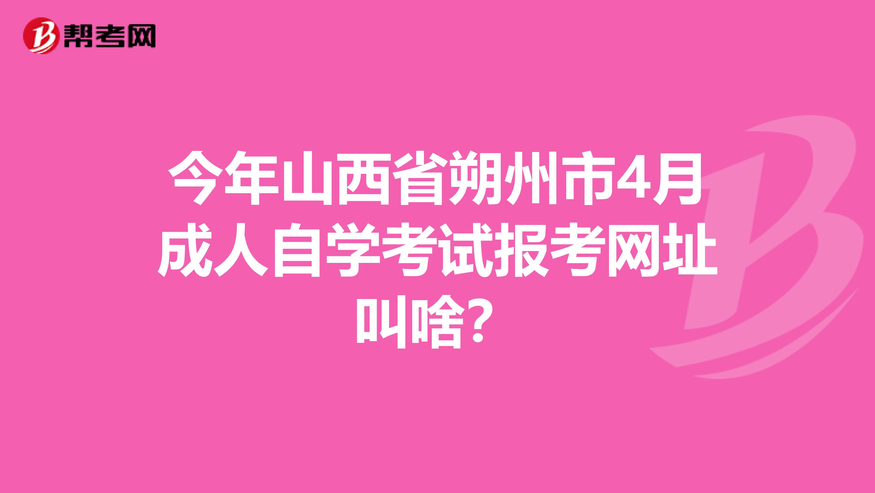 今年山西省朔州市4月成人自学考试报考网址叫啥？