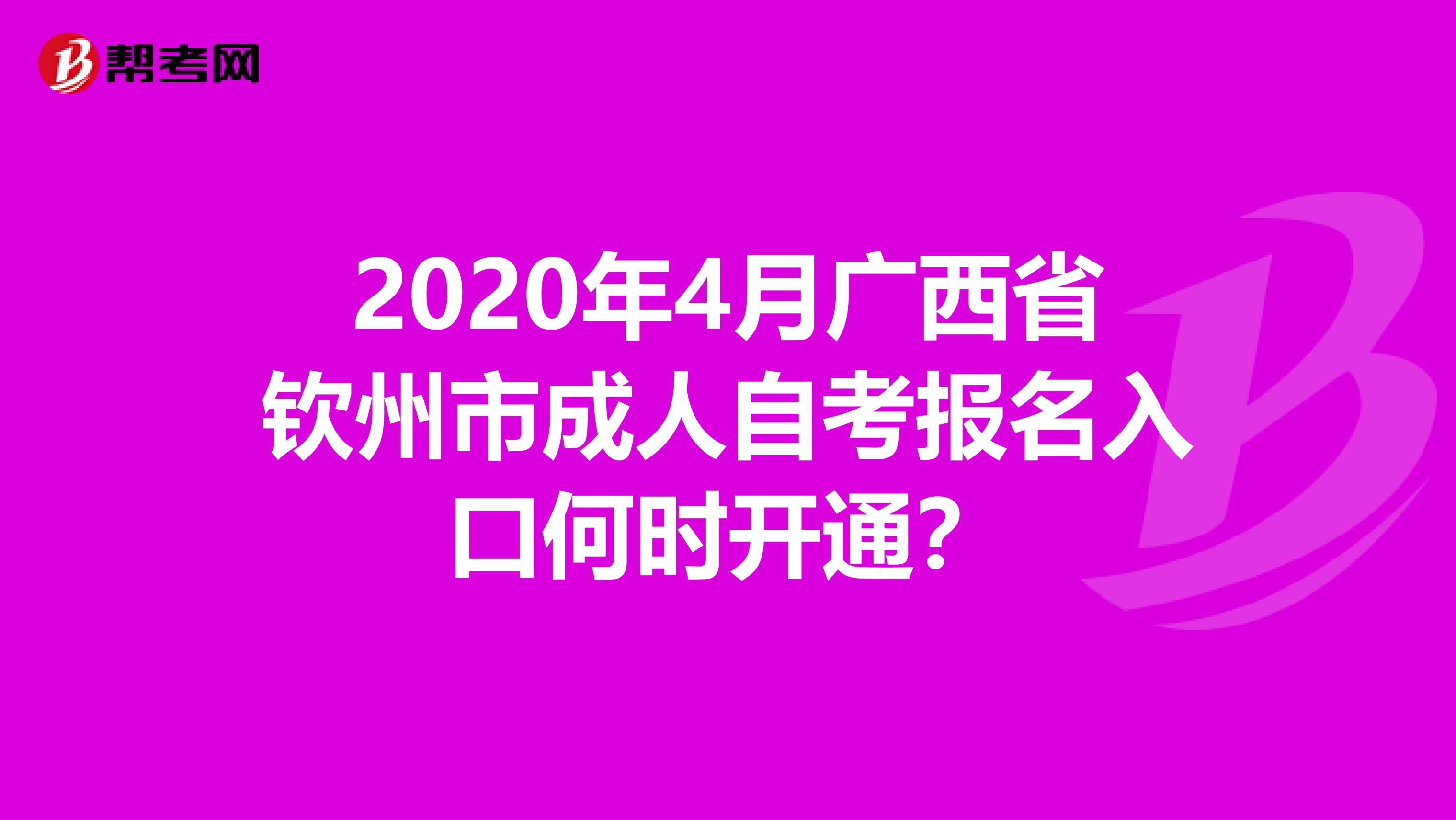 2020年4月广西省钦州市成人自考报名入口何时开通？