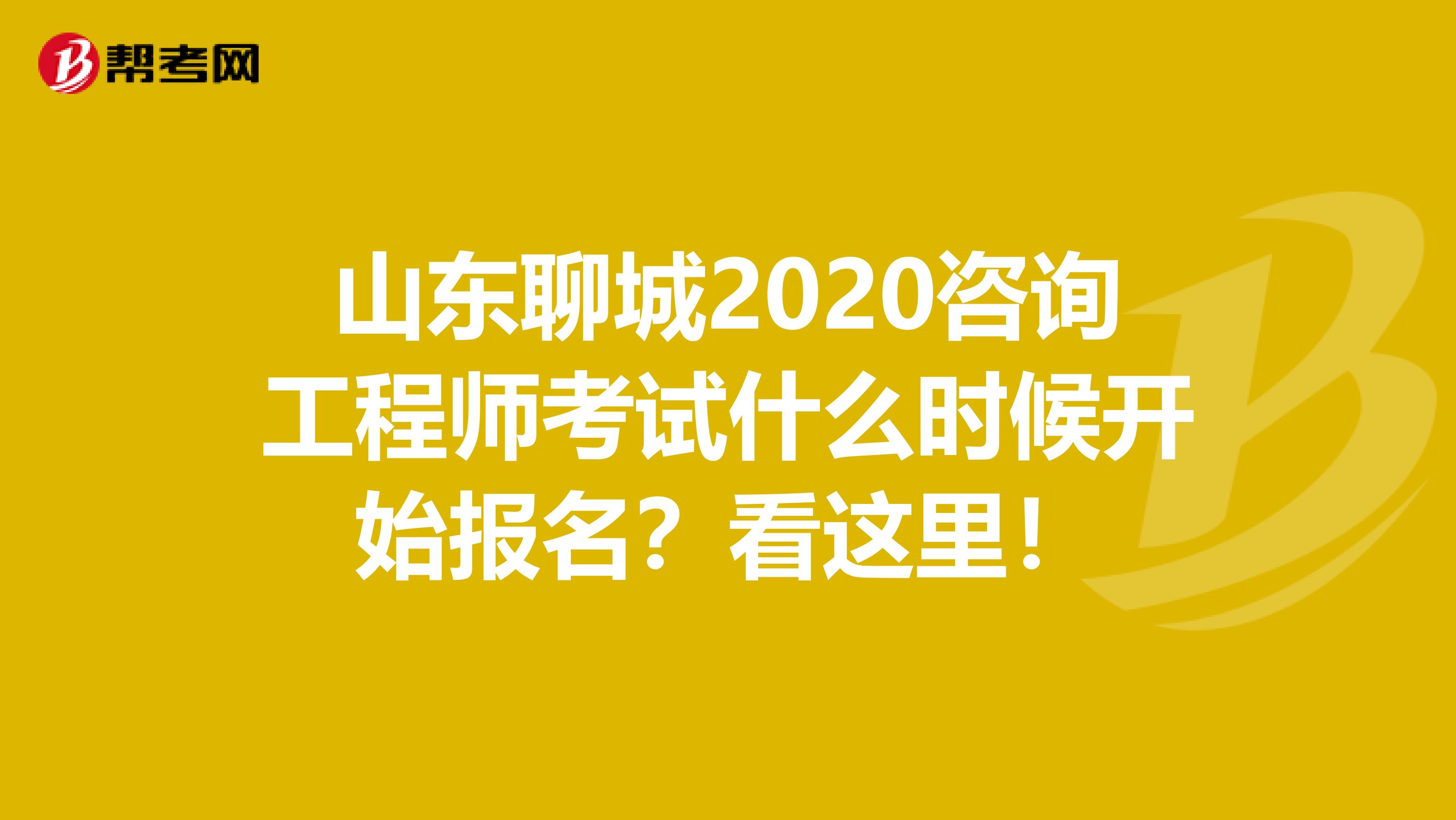 山东聊城2020咨询工程师考试什么时候开始报名？看这里！