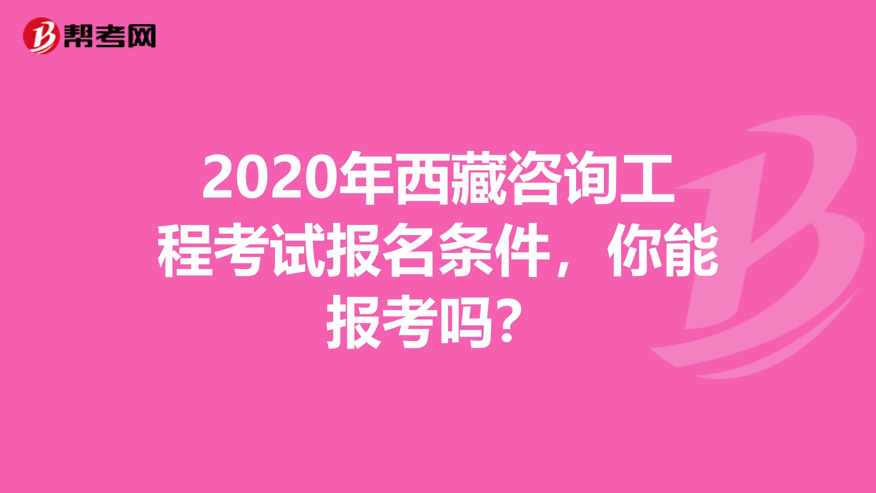 2020年西藏咨询工程考试报名条件，你能报考吗？
