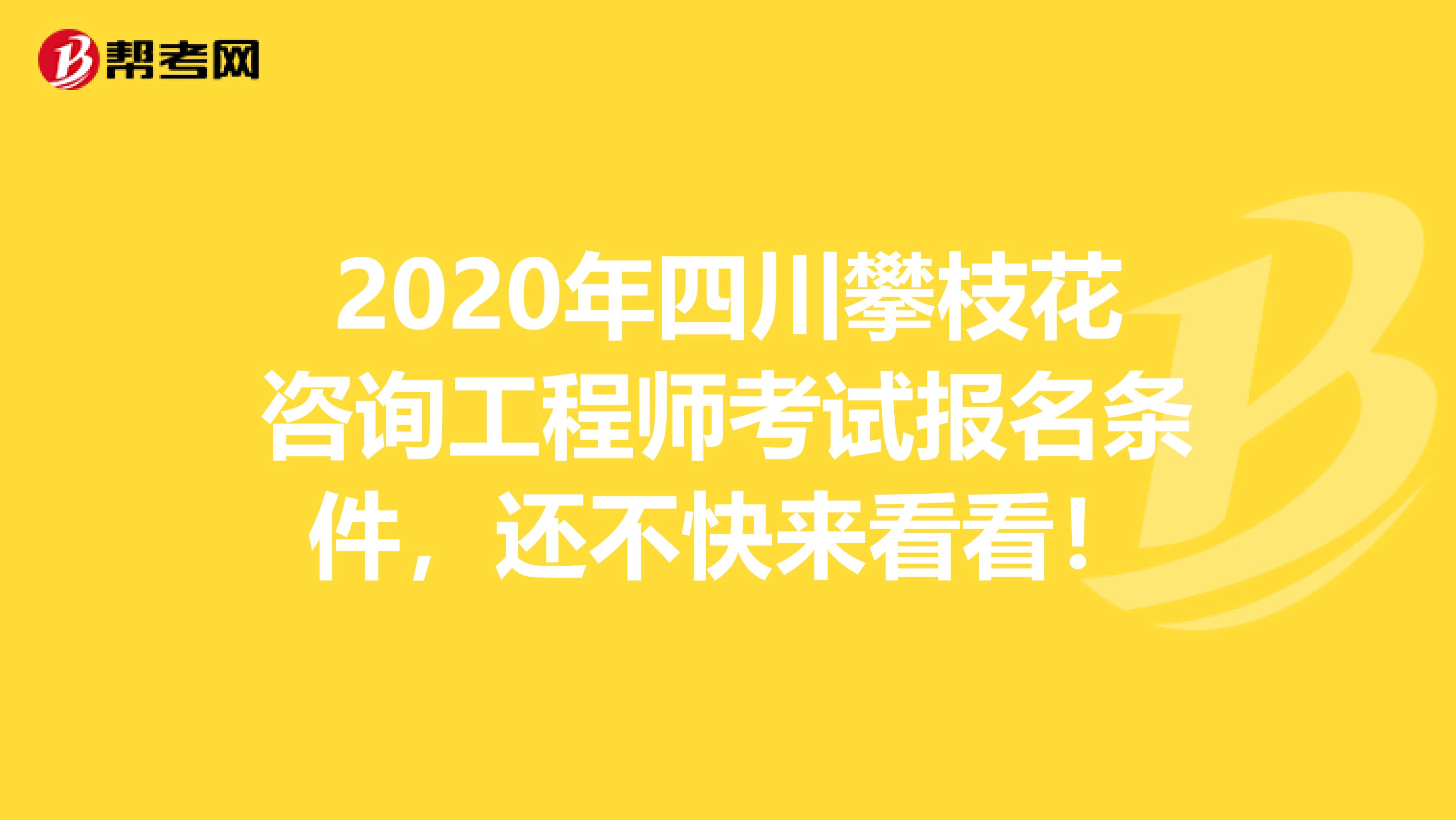 2020年四川攀枝花咨询工程师考试报名条件，还不快来看看！