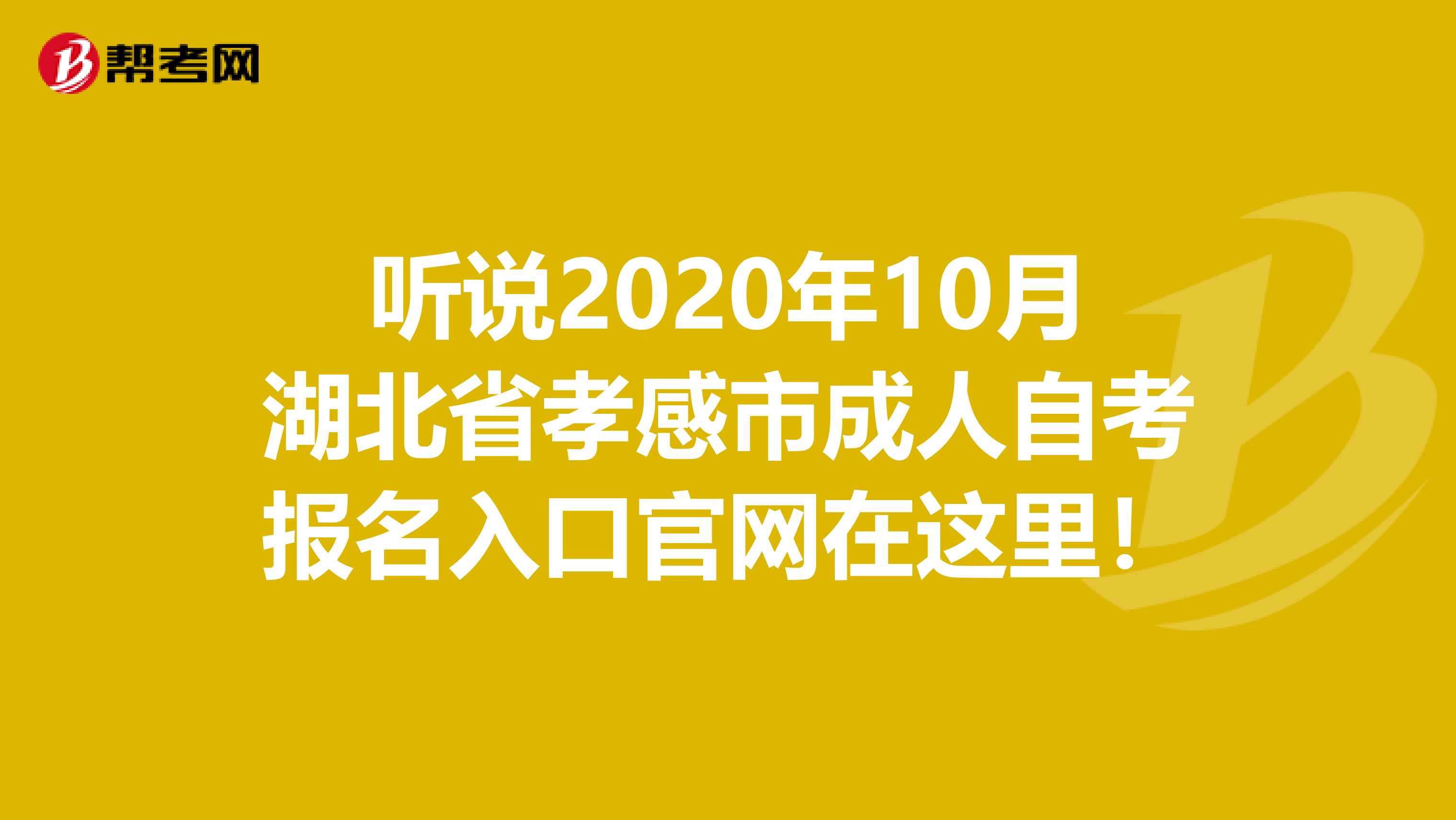 听说2020年10月湖北省孝感市成人自考报名入口官网在这里！