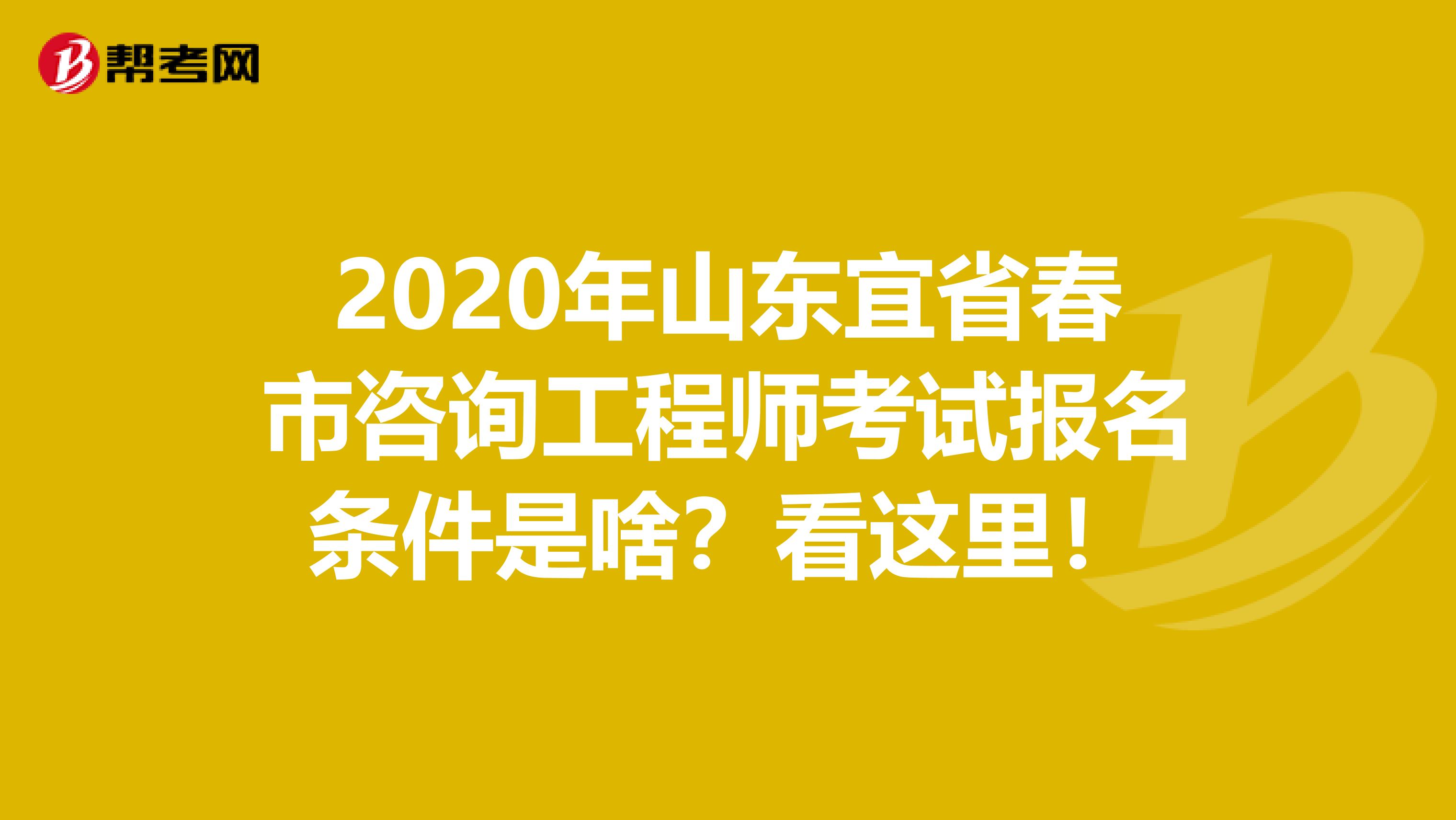 2020年山东宜省春市咨询工程师考试报名条件是啥？看这里！