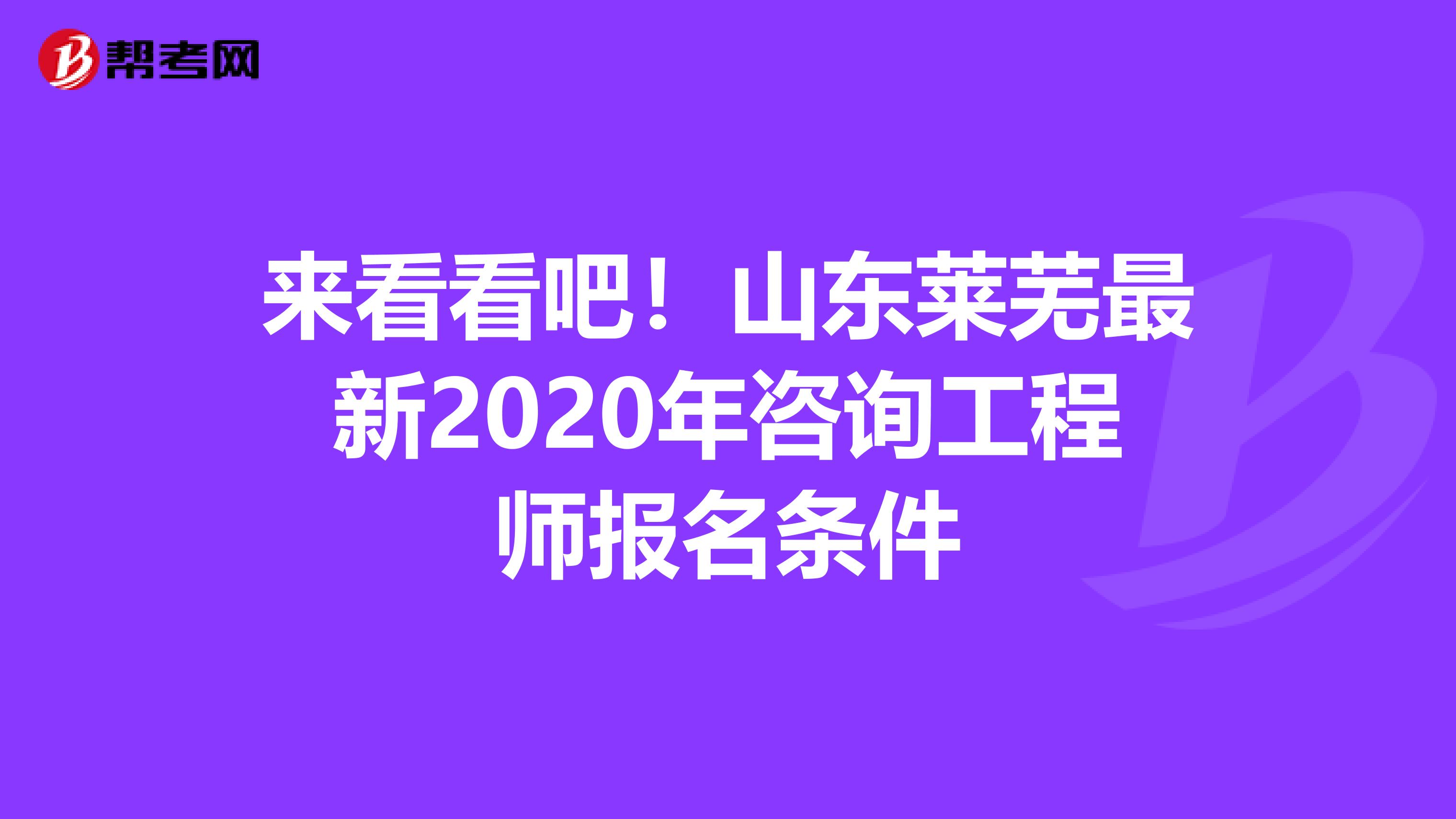 来看看吧！山东莱芜最新2020年咨询工程师报名条件