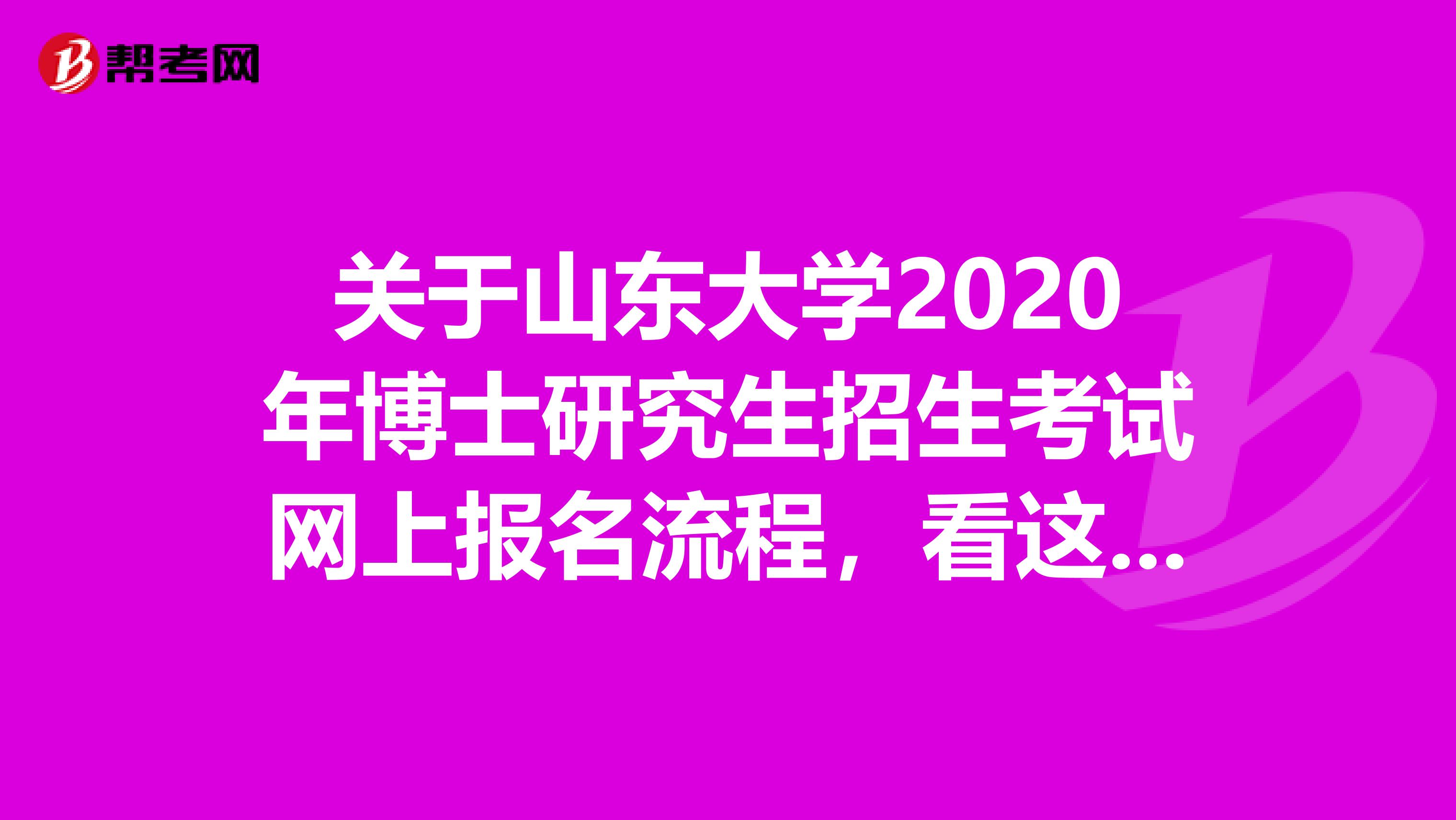 关于山东大学2020年博士研究生招生考试网上报名流程，看这里！