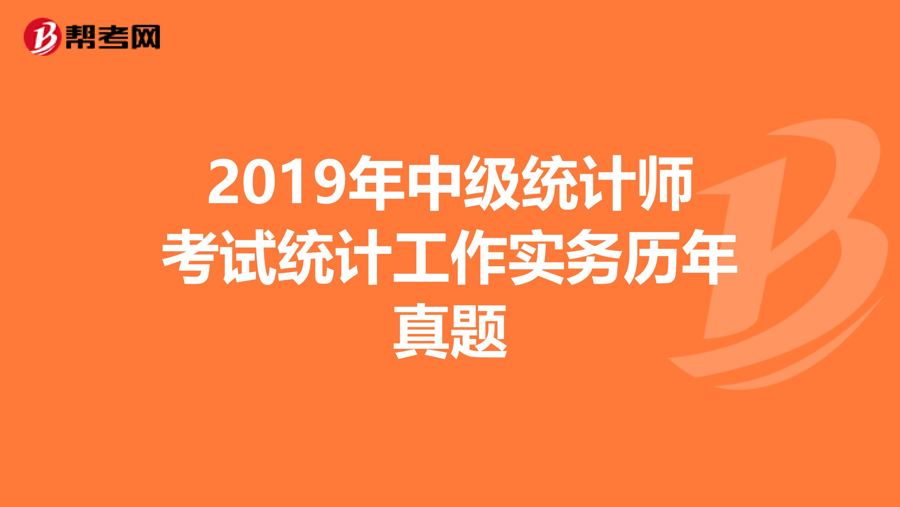 2019年中级统计师考试统计工作实务历年真题
